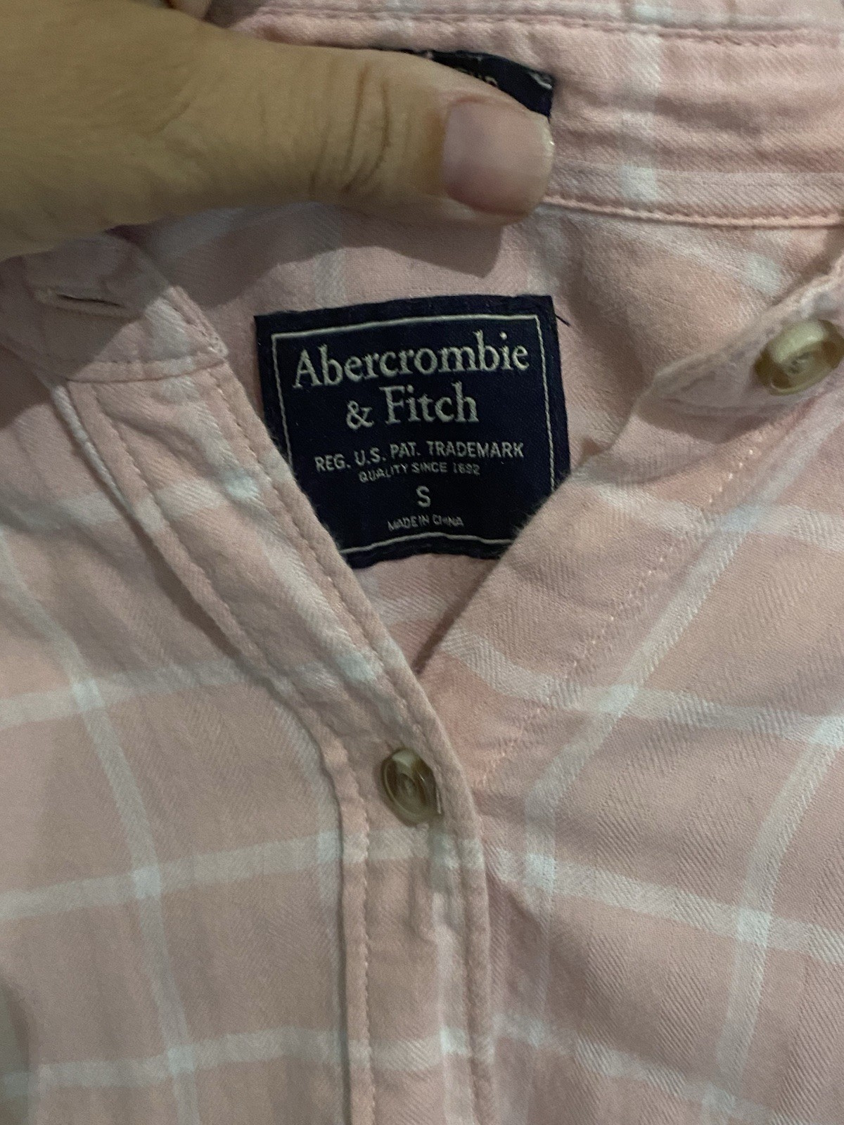 Abercrombie & Fitch Pink White Plaid Button-Down Collared Shirt Womens S