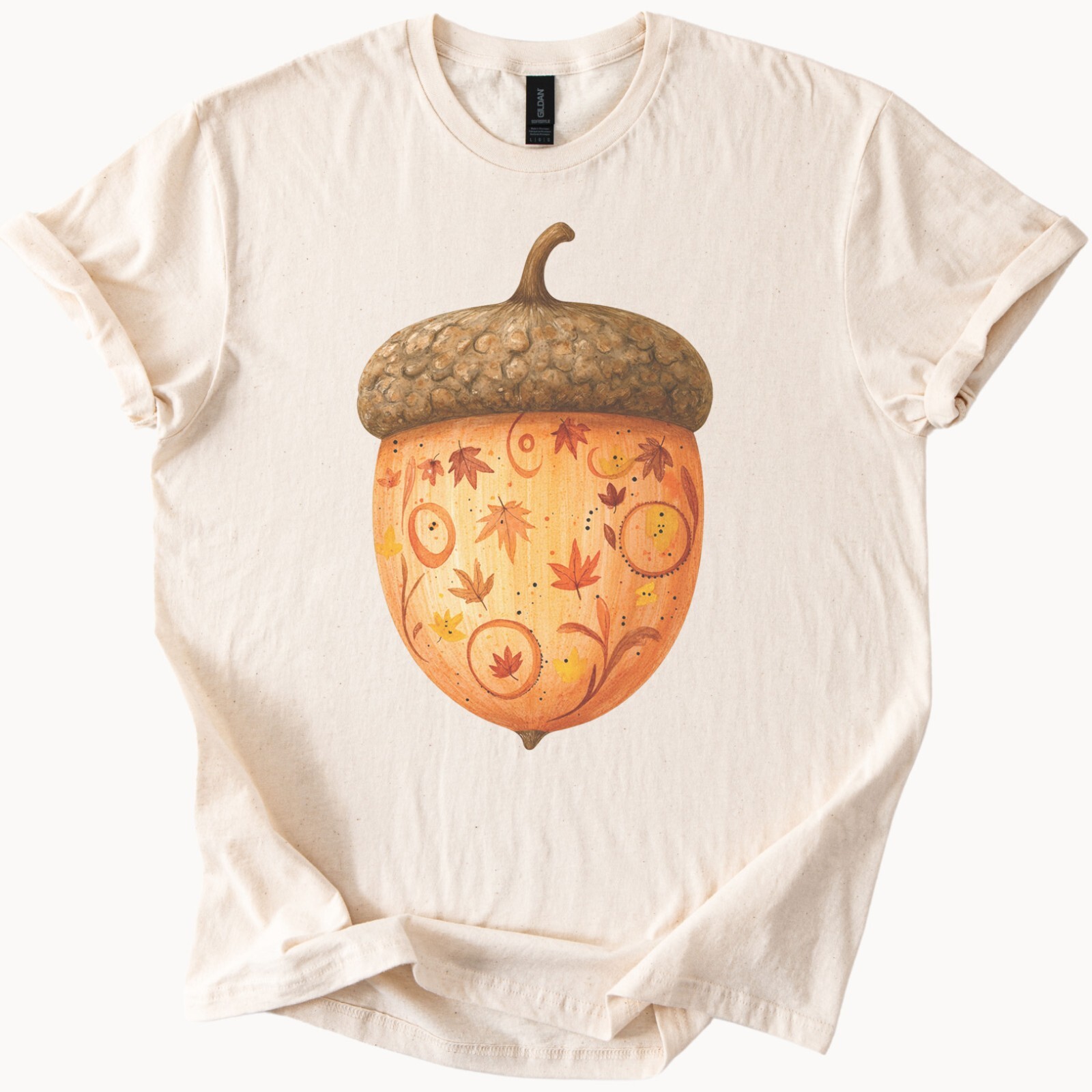 Autumn Acorn Graphic Shirt Fall Leaves Nature Tee Oak Nut Woodland Shirt