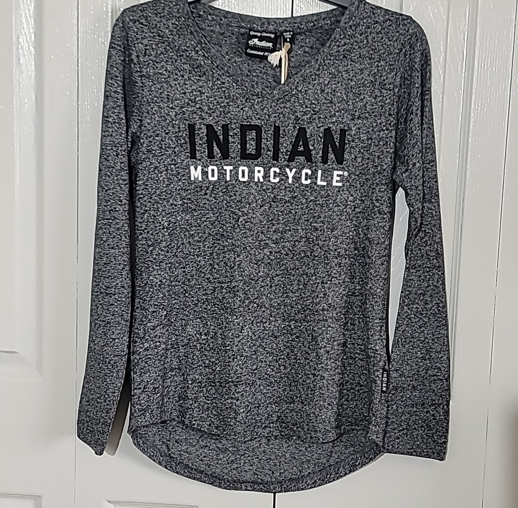 Indian Motorcycle Women’s Small Long Sleeve Gray Contrast Logo T-Shirt