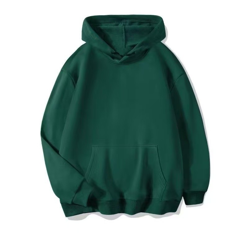 MDLBNSI Hoodies Solid Green Color Pullover Casual Long Sleeve Hooded Sweatshirt