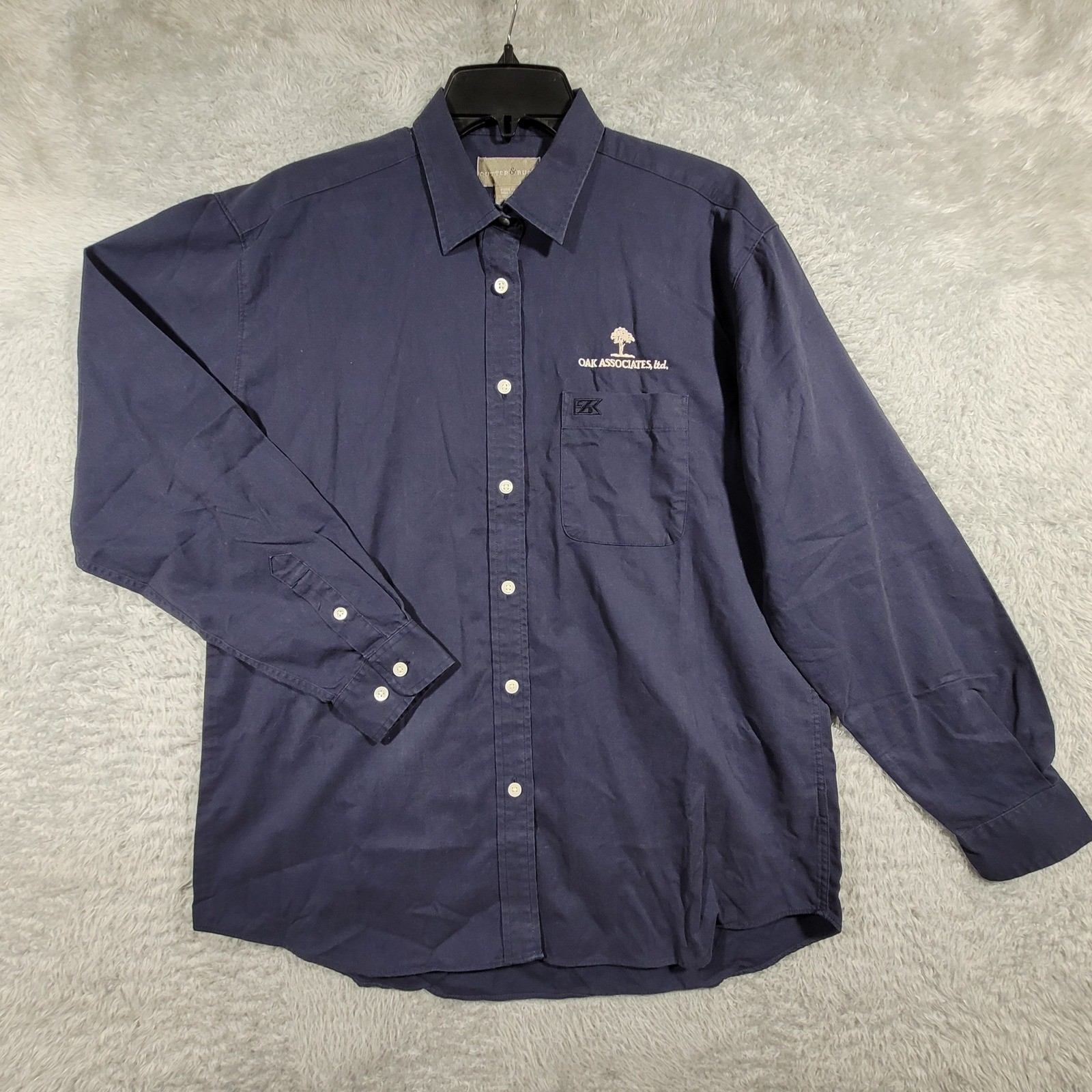 Cutter & Buck Button Up Shirt Womens Medium Navy Blue Long Sleeve