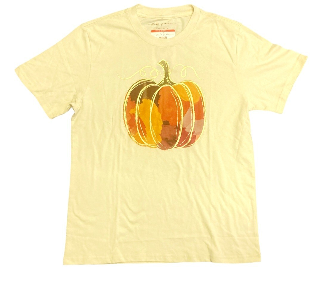 New State of Mine Womens Fall Harvest Graphic Tee Pumpkin Size XL