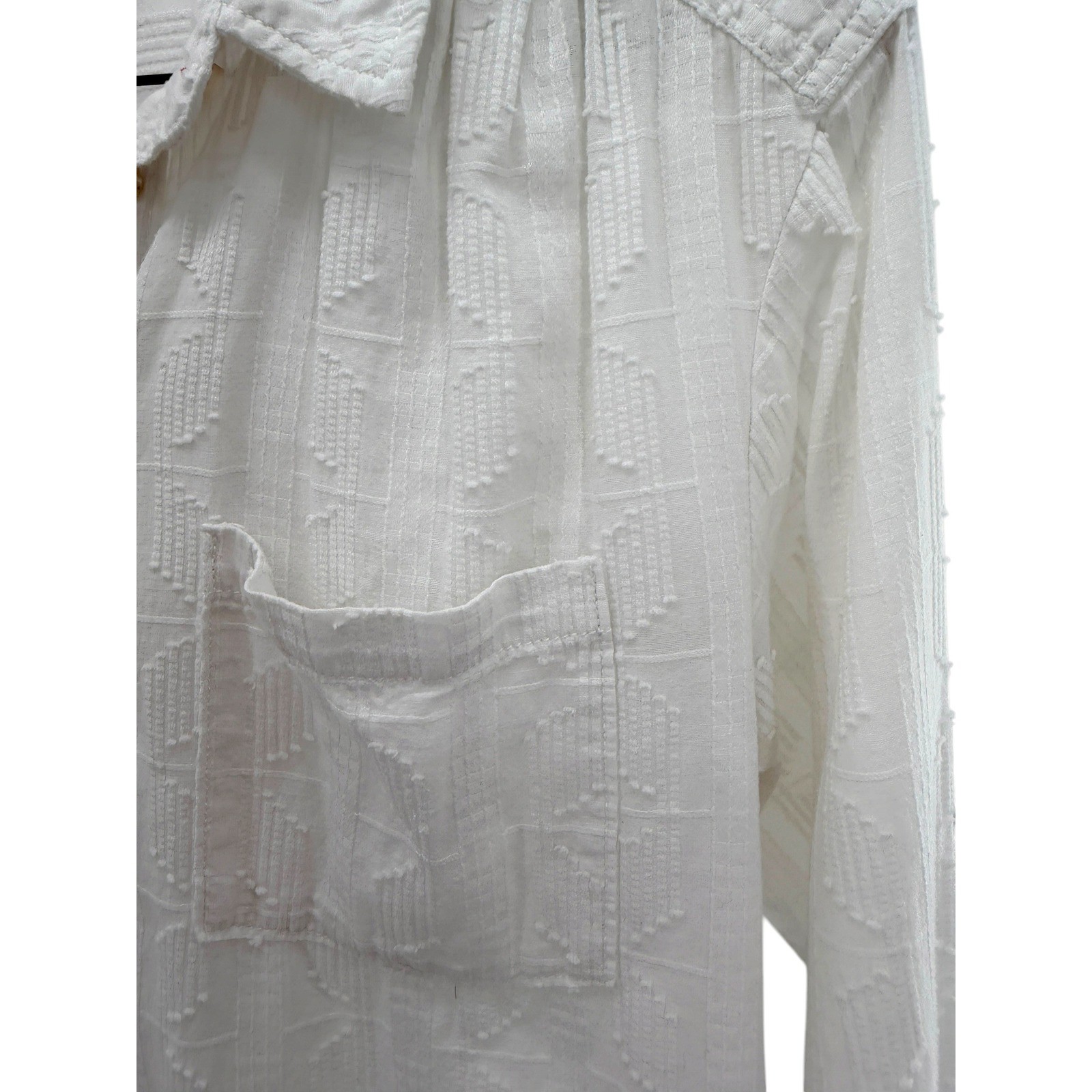 Pilcro and the Letterpress White Textured Button Down Lace Up Back Shirt Size M