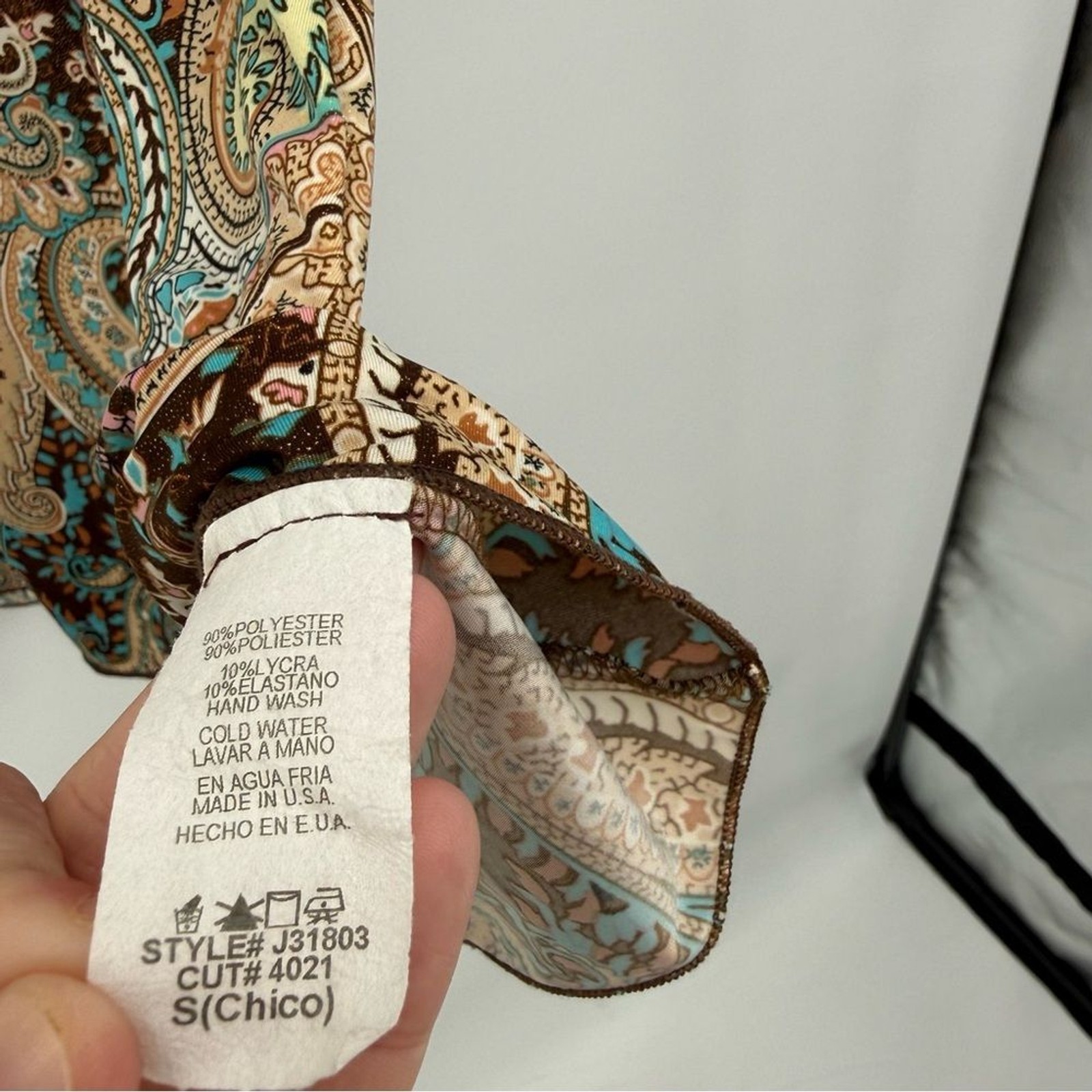 Ginger G Multicolor Brown Paisley Shimmer Top Sheer Y2k Size Small Retro