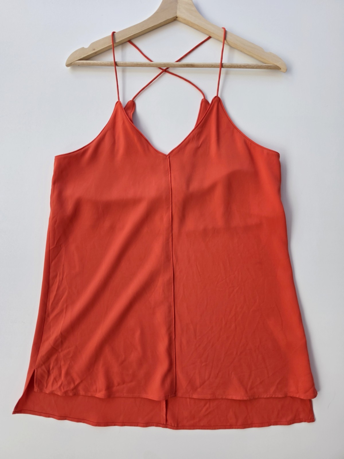 Ayr Red Flowy Criss Cross Back V-neck Tank Womens Size 6