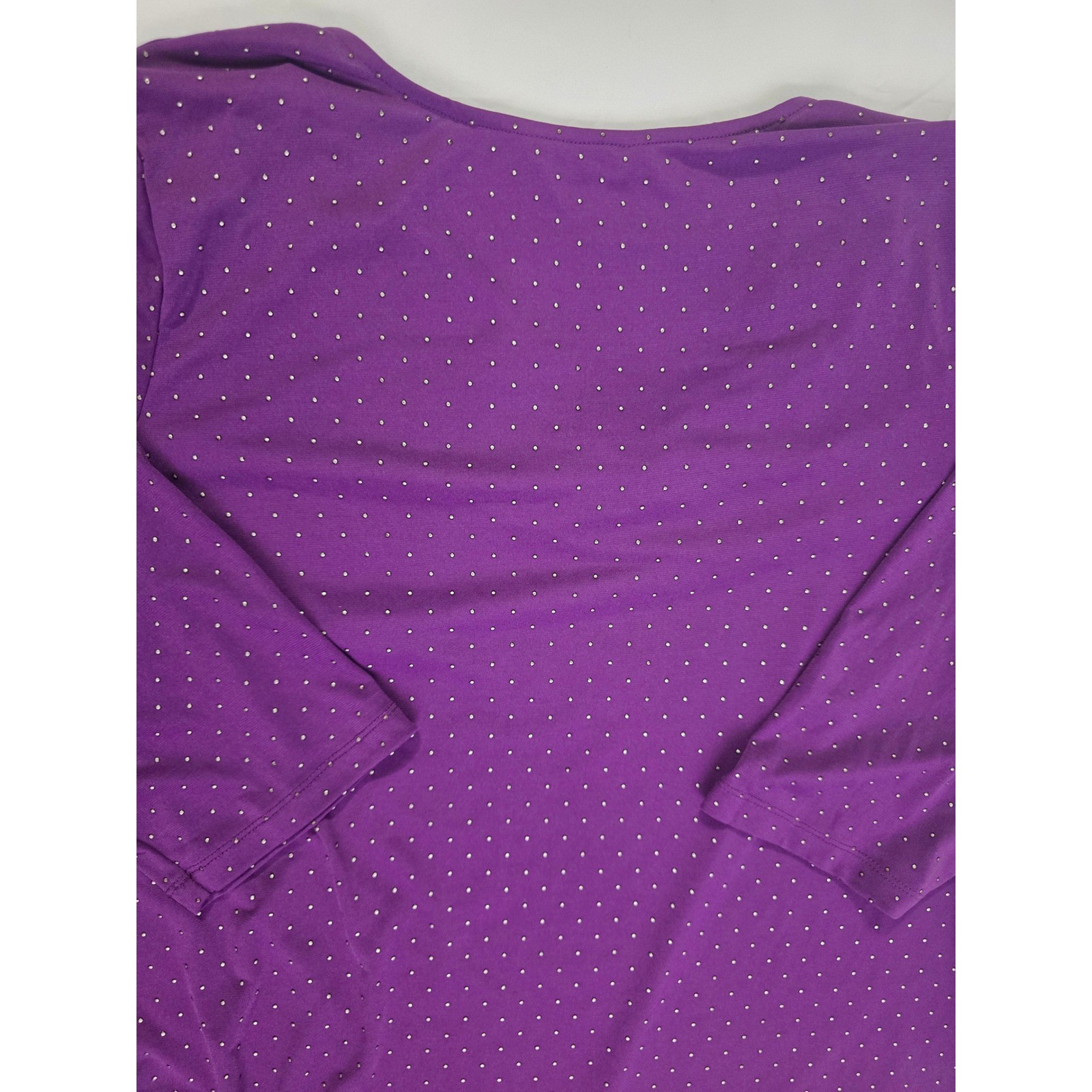 Laura Ashley Purple Cowl Neck Studded 3/4 Sleeve Ruched Top Plum Womens XL