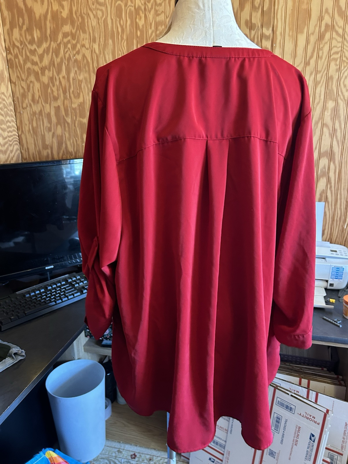 Torrid Top 4X Plus Size Harper Georgette Pullover 3/4 Sleeve Tunic Blouse Red