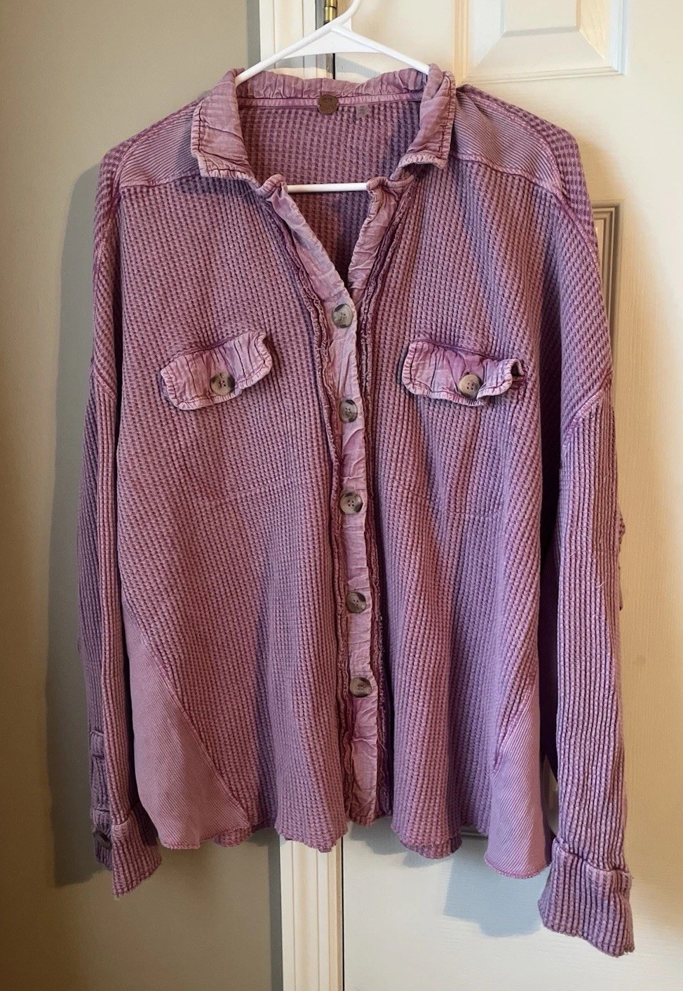 Free People FP One Scout Jacket Waffle Knit Button Down Boho Shirt. Small