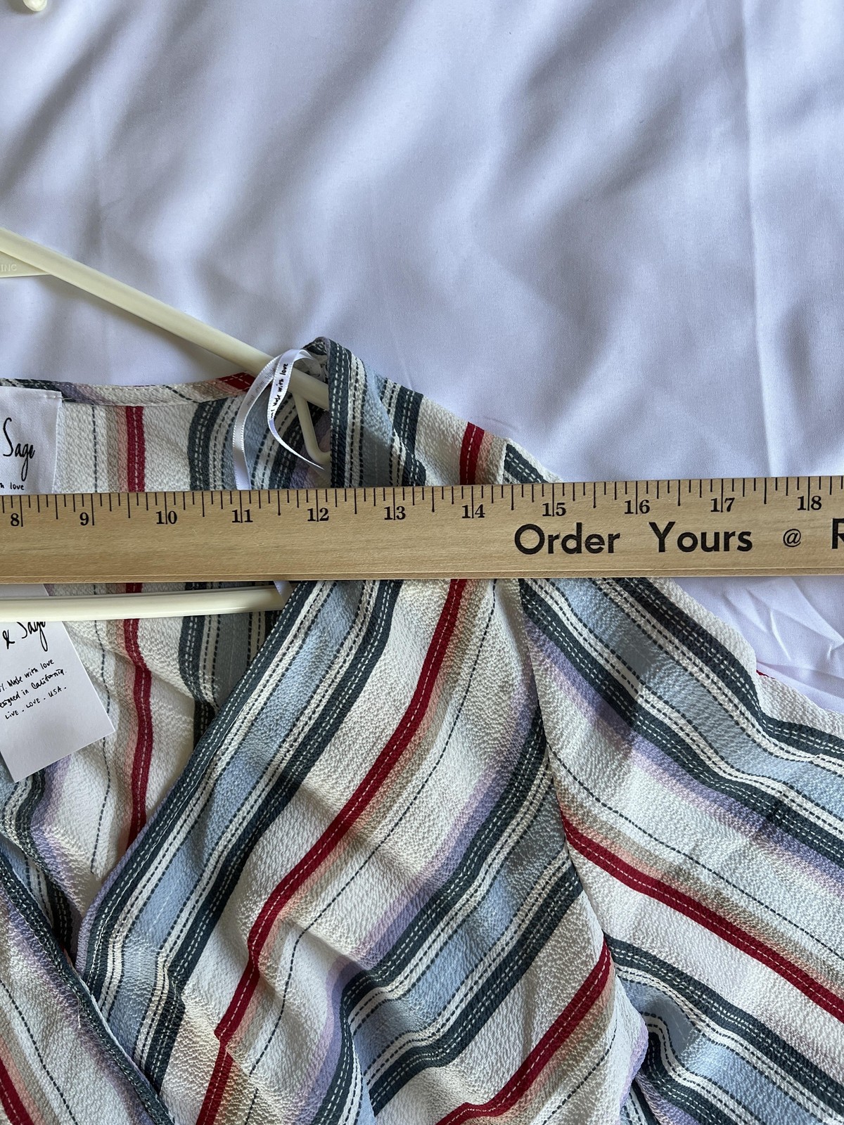 Sadie & Sage Top Womens Small Striped Wrap Crop Oversized Boho Sleeves Made USA