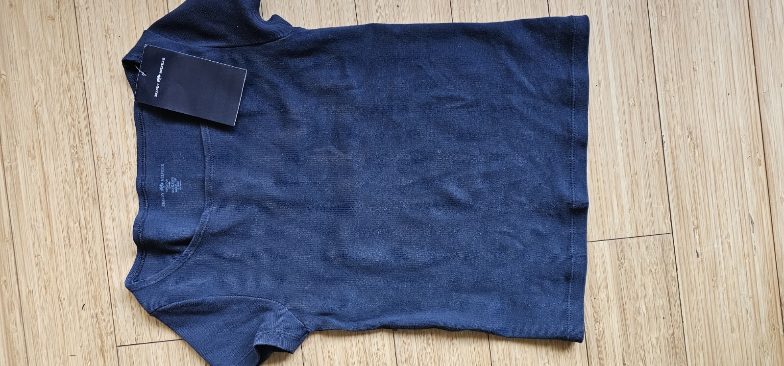 Brandy Melville NWT Elodie Top Navy Blue XS/S 100% Cotton Fitted Boatneck Tee