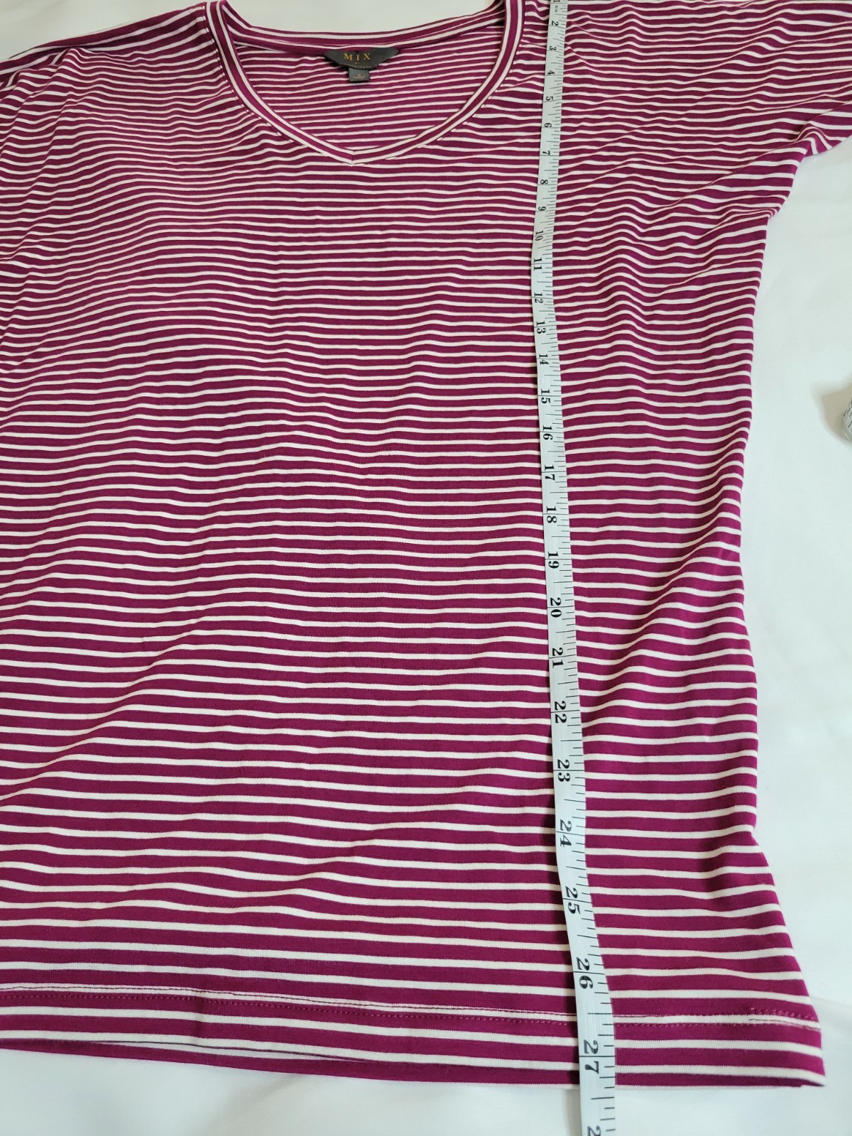 Mix by 41 Hawthorn Kearny Dolman Purple White Striped V Neck Shirt Women’s Sz S