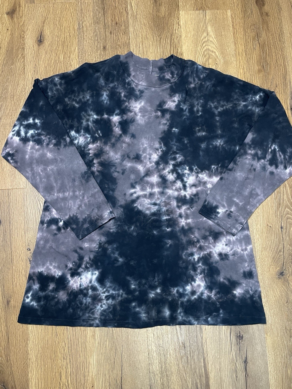 We The Free People Tie Dye Long Sleeve Tee Oversized Black Grey Size Medium