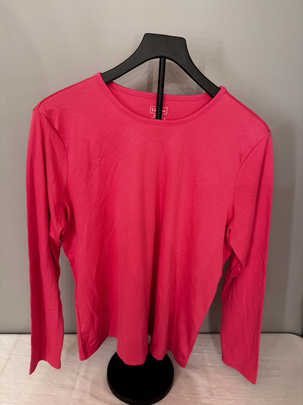LL Bean Women’s Size XL Long Sleeve Tee T Shirt 100% Supima Cotton Hot Pink