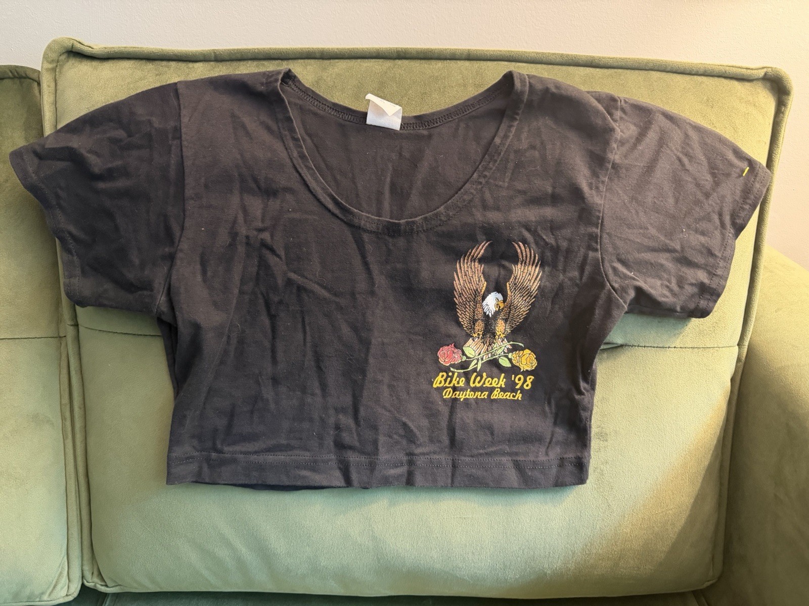 Sexy Vintage Daytona Bike Week Crop Top T Shirt Harley Davidson USA M Bralette