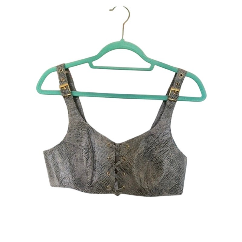 Vintage Boutique Europa Snake Print Crop Top with Buckle Straps US 6