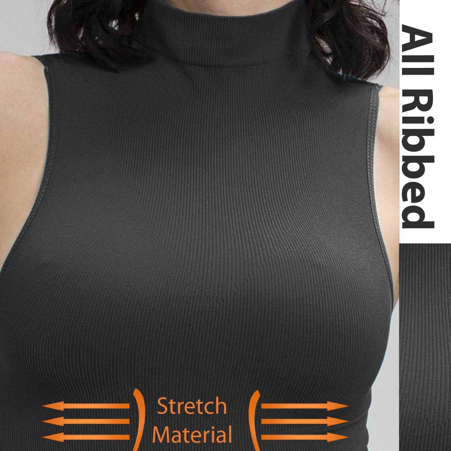 2-Pack Women Sleeveless Mock Neck Turtleneck Body Shaping Tank Top Tee Shirts