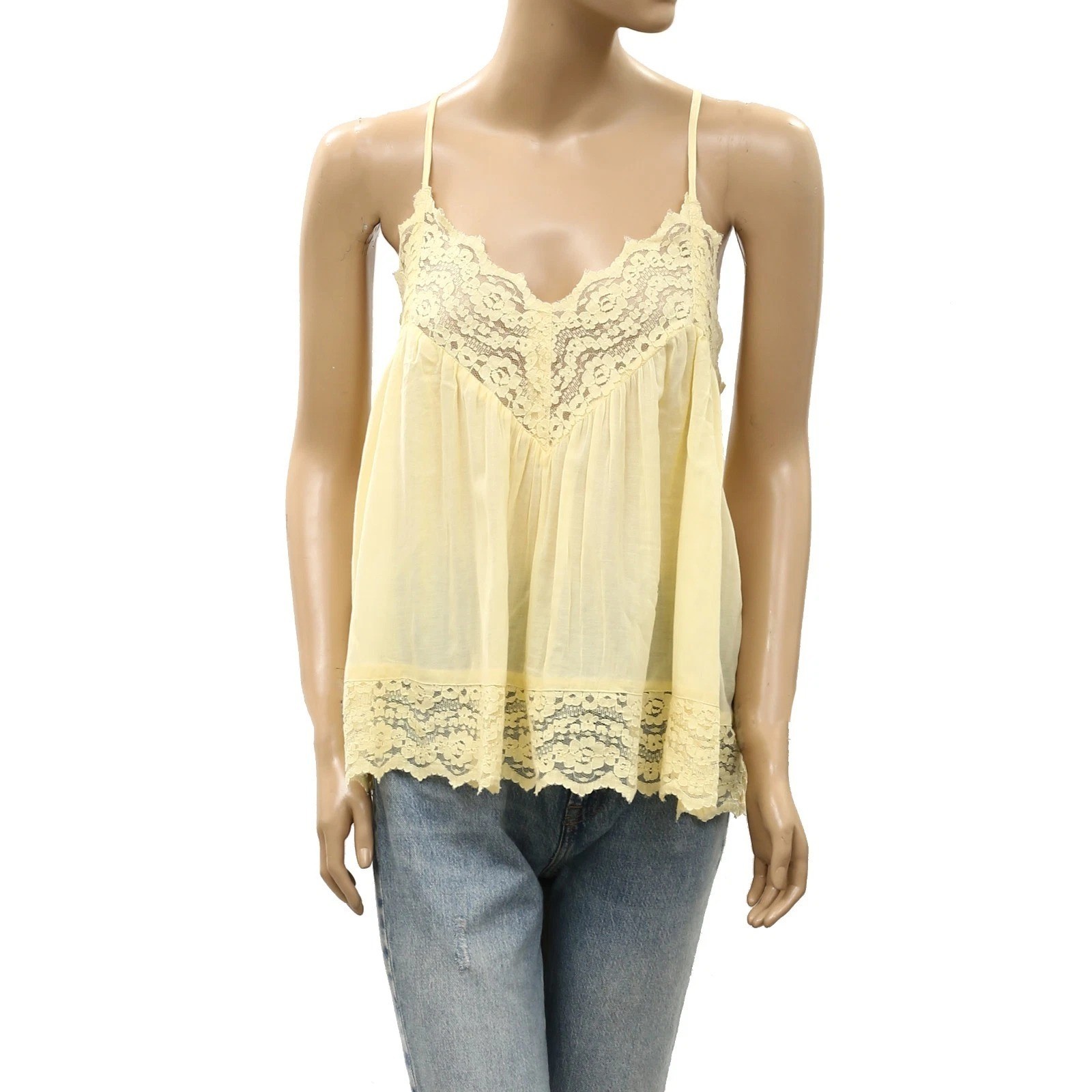 Intimately Free People Fiona Cami Blouse Top Tank Sleeveless Lace Slip M 288627