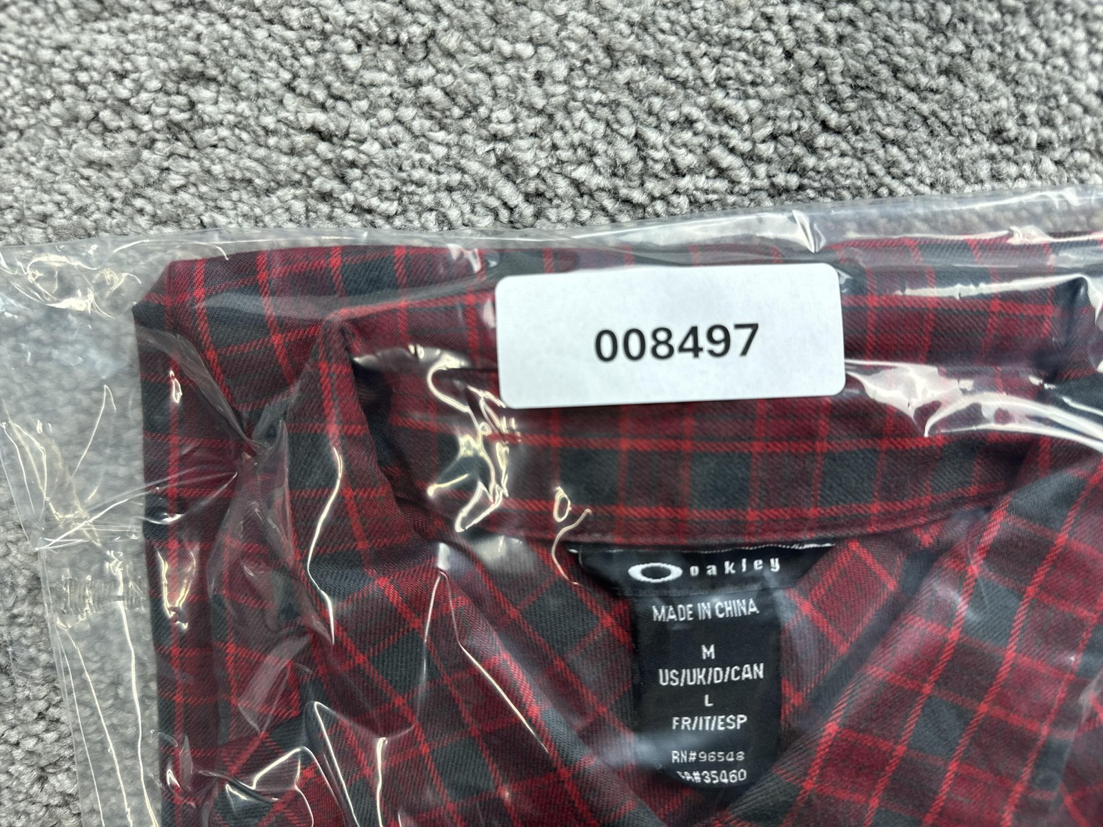 Oakley Shirt Womens M Red Long Sleeve Button Front Plaid Cotton Pockets Collared