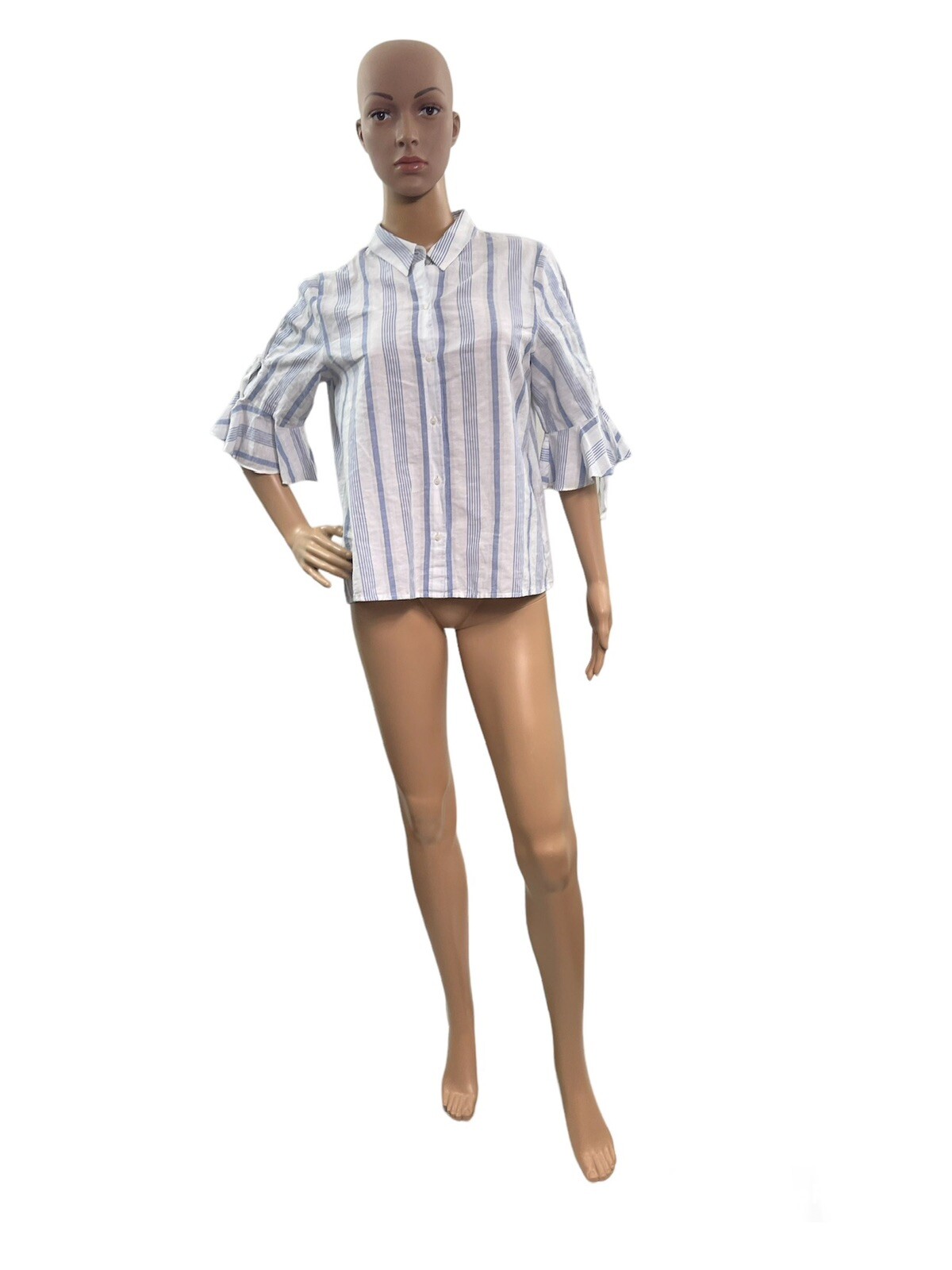 A Loves A Women’s Size Medium 1/2 Bell Sleeve Stripped Button Up Blouse