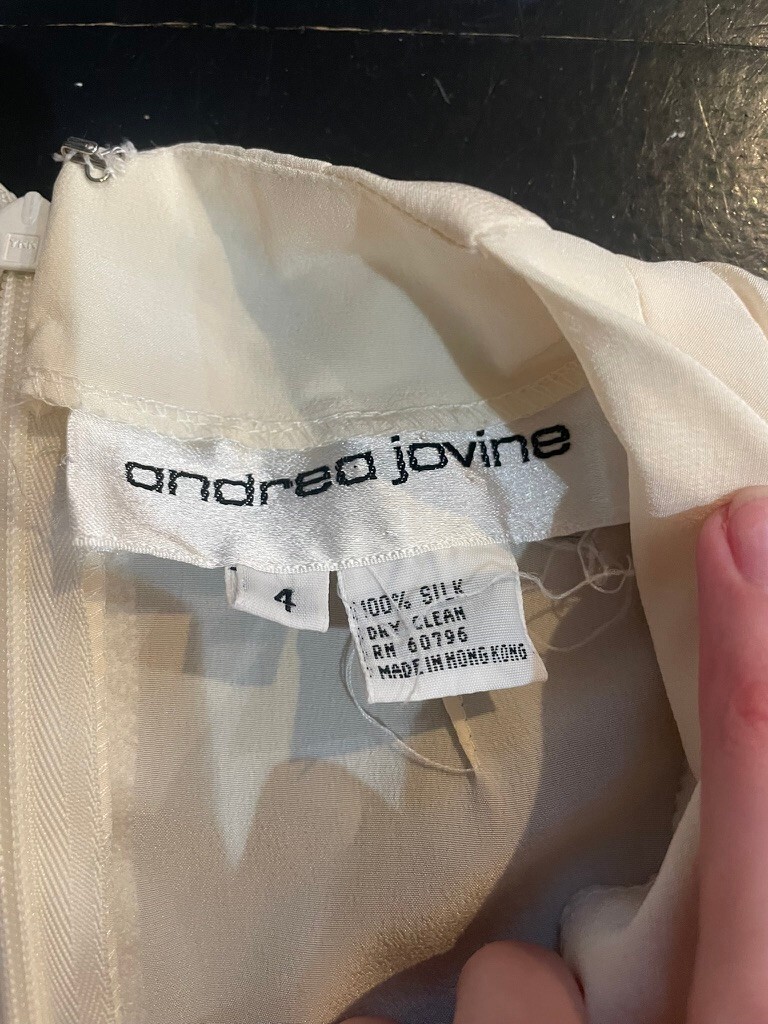 Andrea Jovine 100% Silk Ivory Draped Blouse Size 4