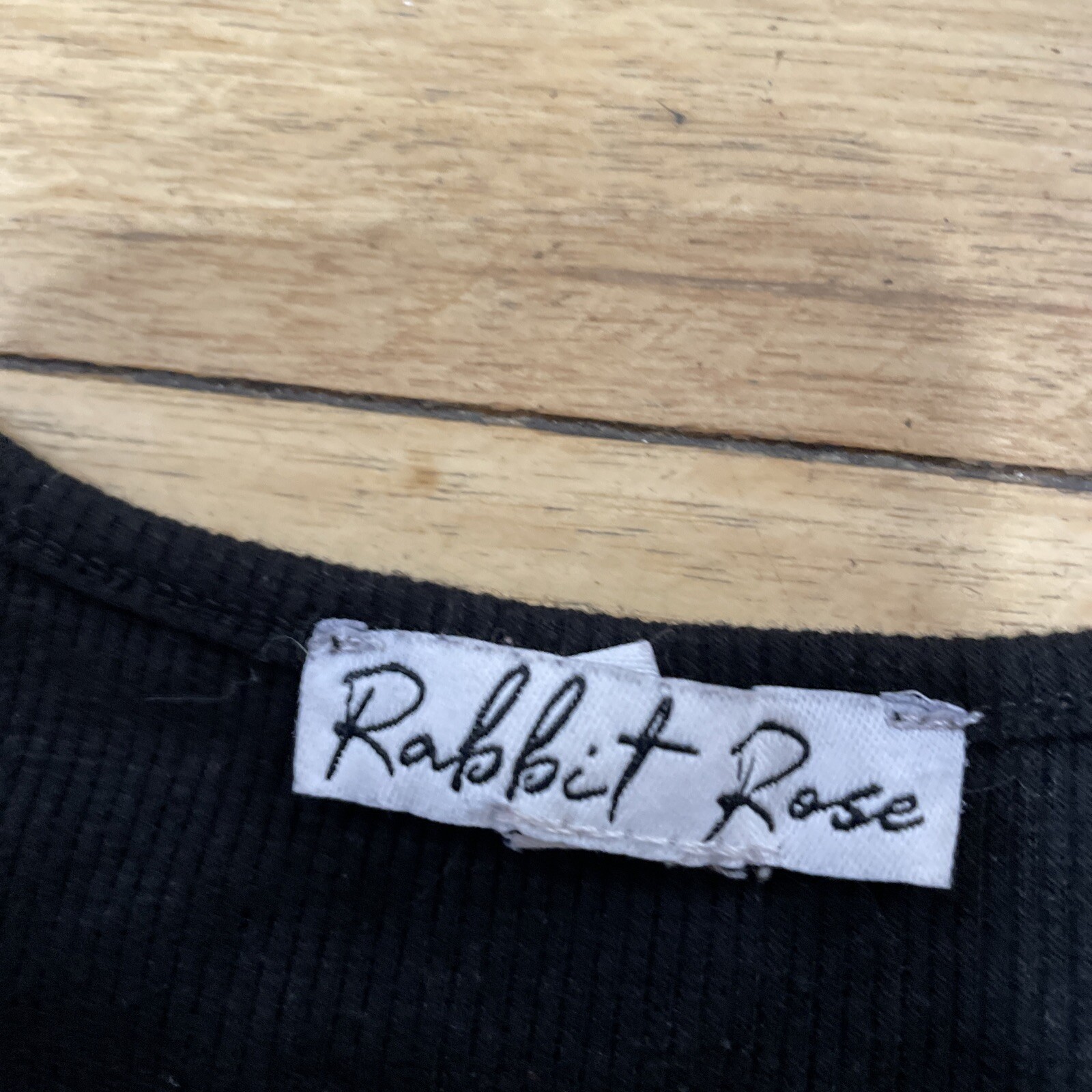 Rabbit Rose T-Shirt Tee Womens XS Crop Top Black Corseted Goth Witchy Ribbed XS
