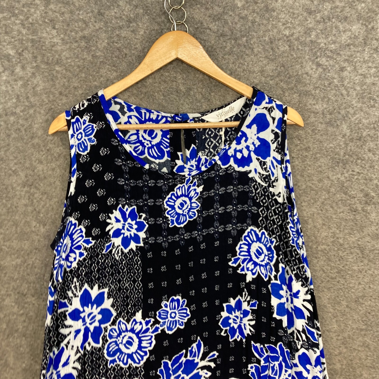 Virtuelle Womens Tunic Top Size 14 Multicoloured Sleeveless Round Neck 27323
