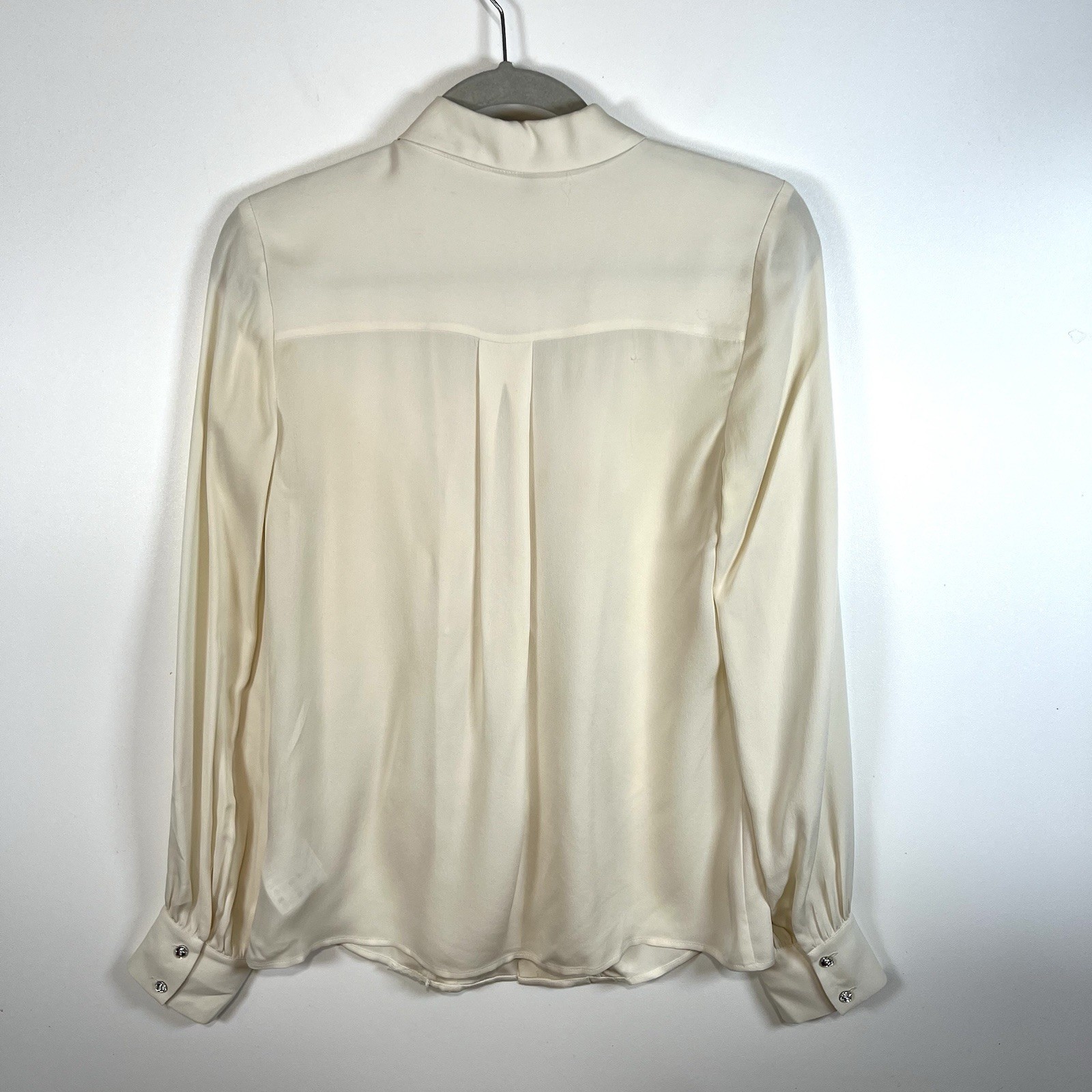 Escada Cream Pleated Ruffle Lace Silk Blouse Women’s Size 34/small Designer