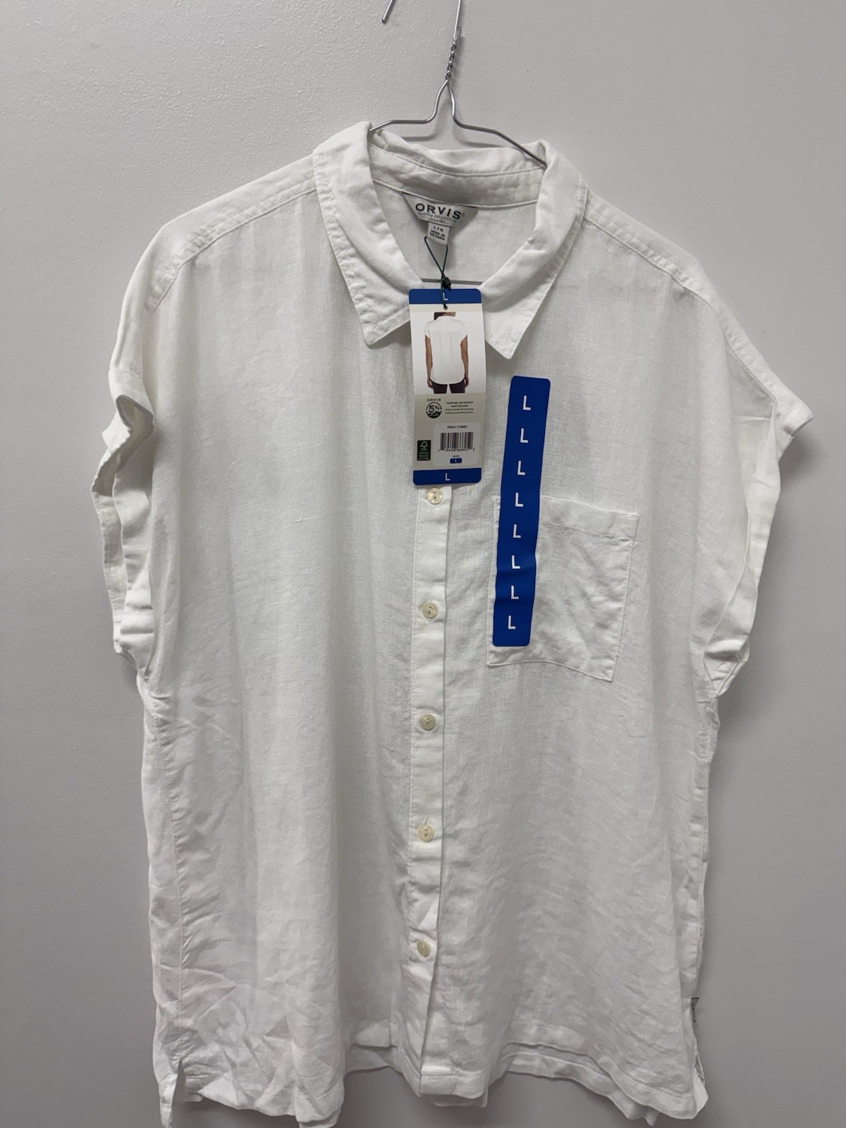 Orvis Striped Linen Rayon Blend Casual Button Up Shirt Style# 1758407 Large New