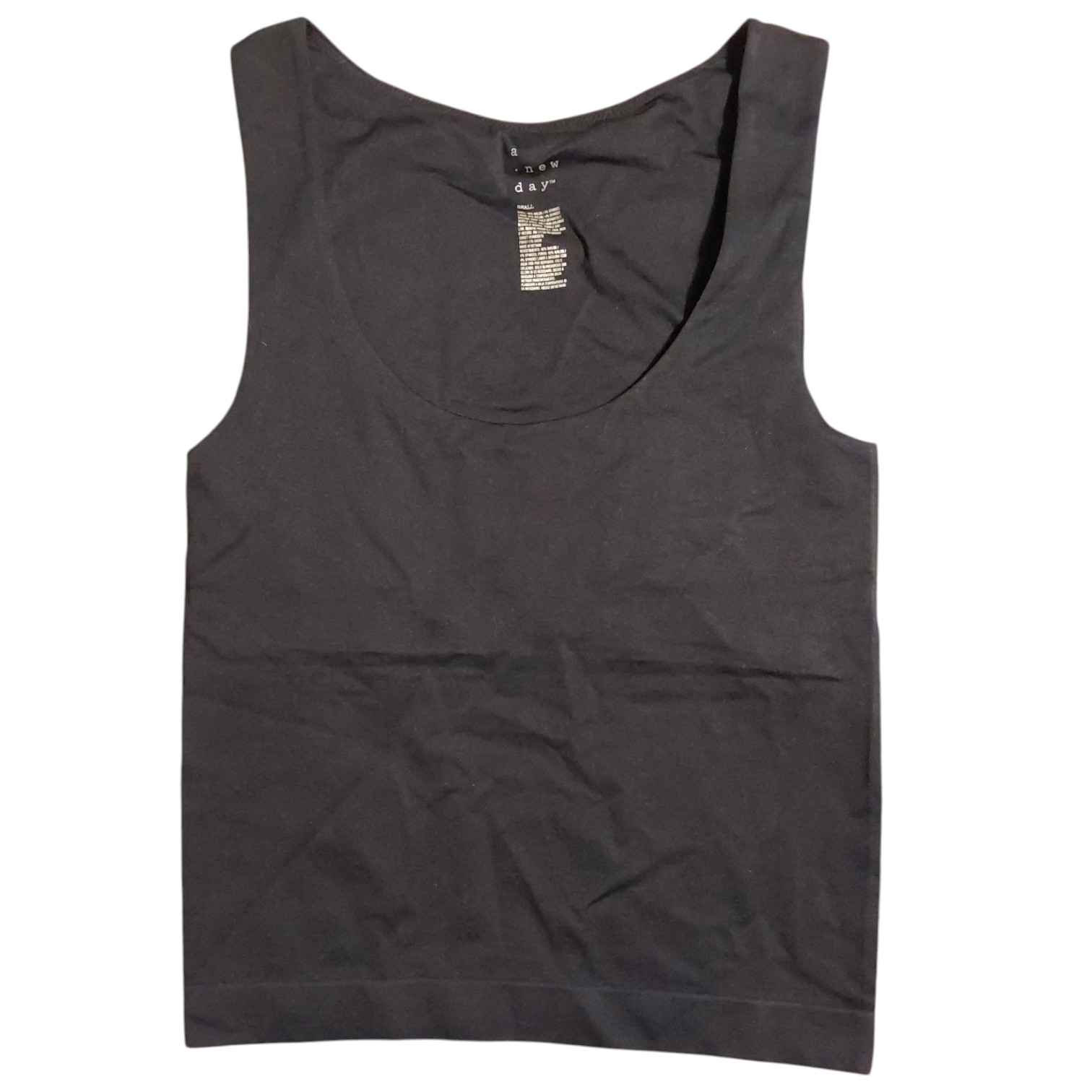 A New Day Women’s Size S Built In Bra Black Sleeveless Tank Top FREE S&H NWT