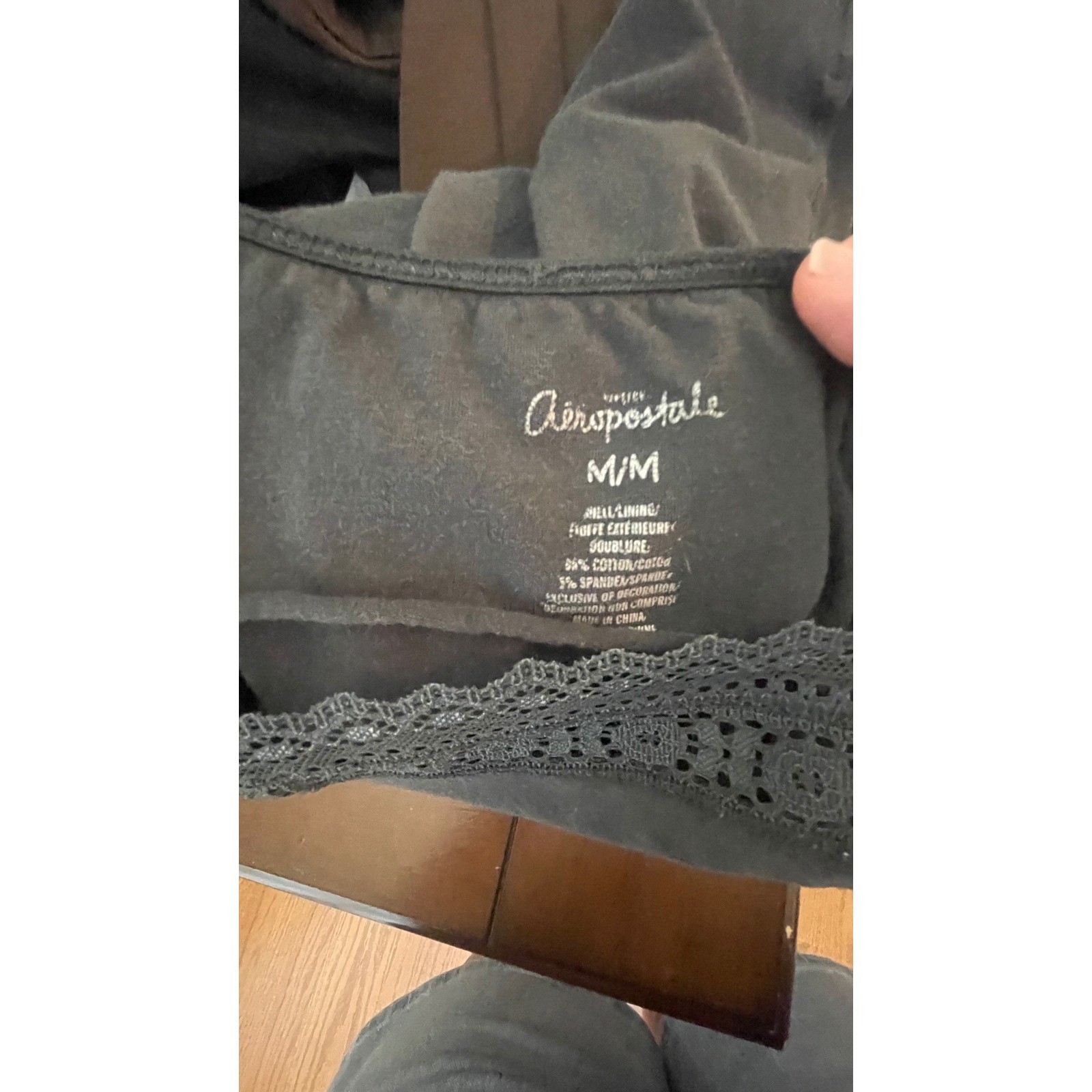 Aeropostale Y2k Charcoal Gray Lace Trim Cami Tank Top Size M