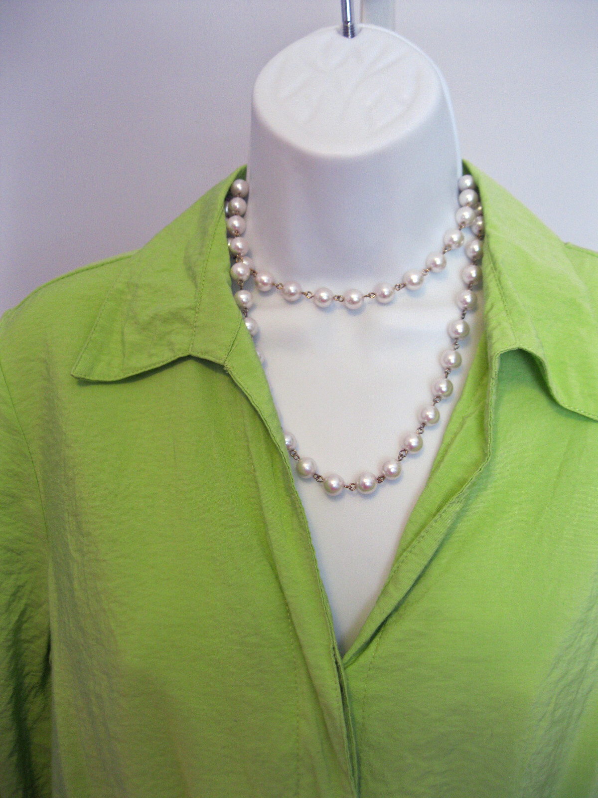 COLDWATER CREEK Shirt Size M 10 12 Top Blouse Green Crinkle Casual Slide O RING