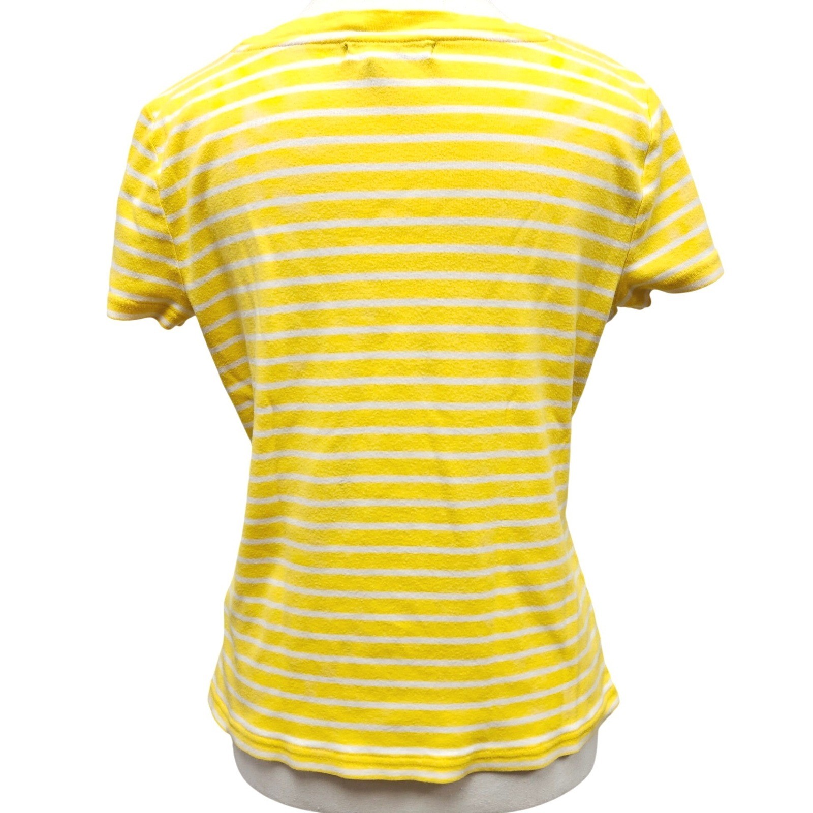 Lauren Ralph Lauren Green Label Striped Tee M Yellow White LRL Embroidered Logo
