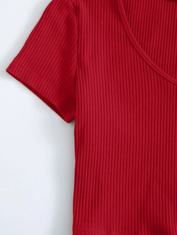 SHEIN V-Neck Rib-knit Top Red Size Medium New in Bag