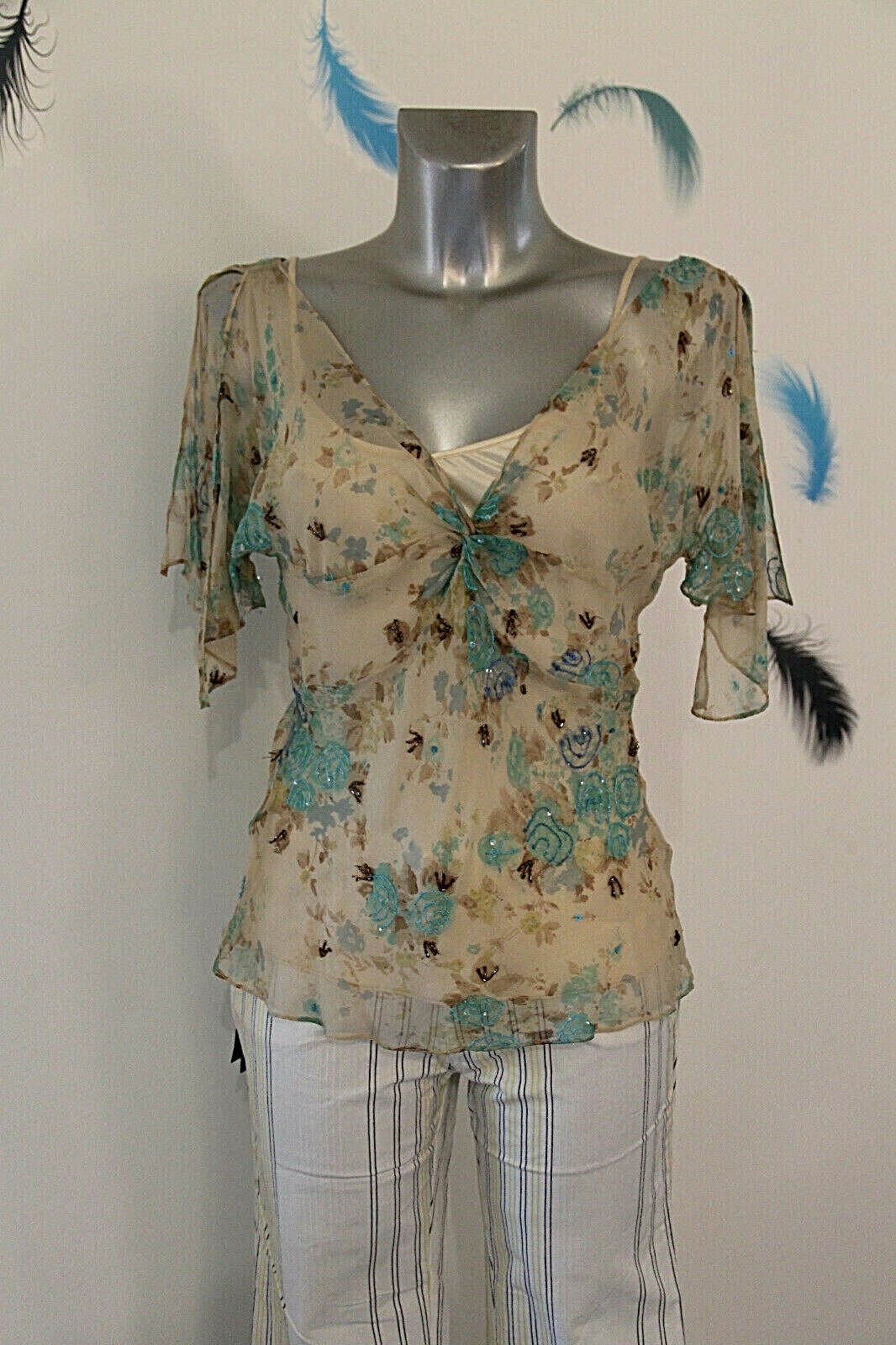 Luxurious Layered Silk Top IBLUES Size 38 FR 42I 36 D New Value 195€
