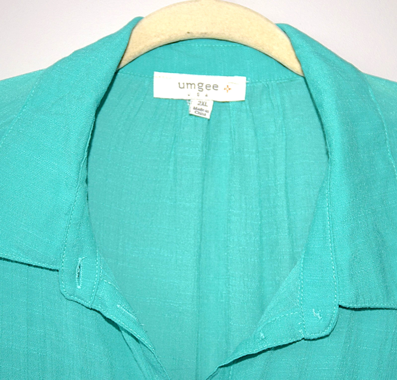 UMGEE AQUA GREEN BOHO BABYDOLL TIERED TUNIC TOP BLOUSE RAYON BLEND PLUS 2X – 3X