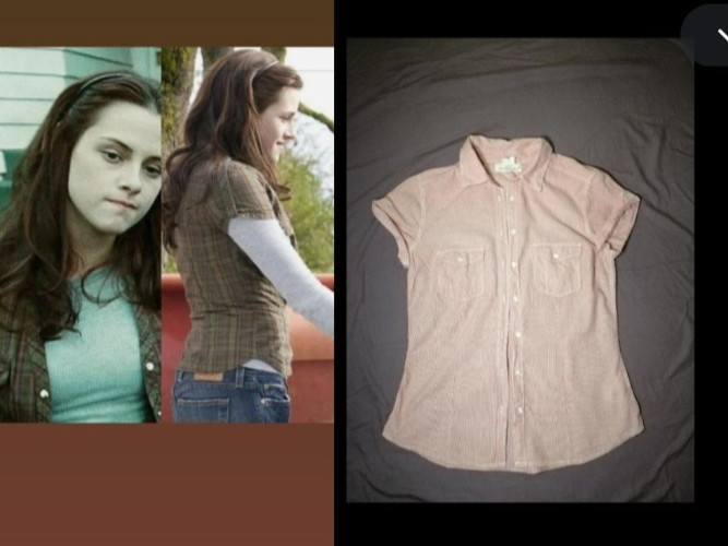 Vintage H&M Logg shirt Bella Swan core Twilight short sleeves white rose