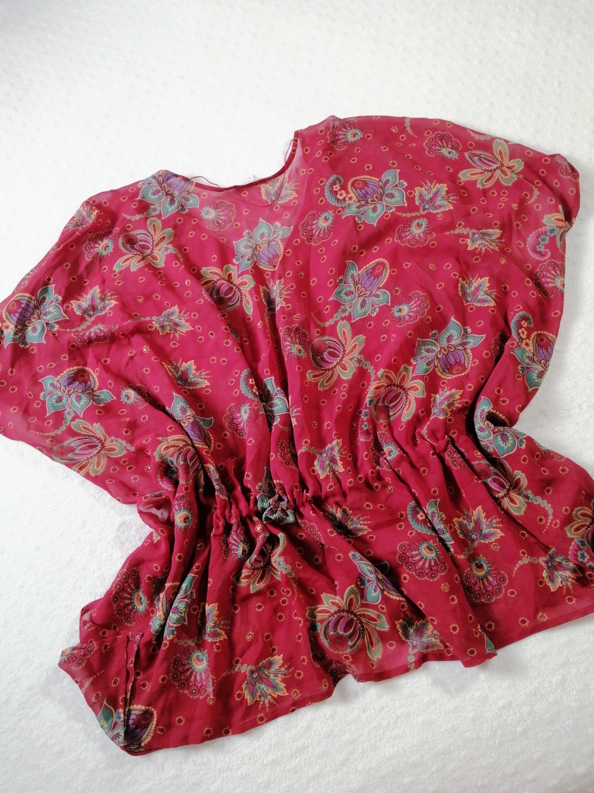 Butterfly by Matthew Williamson Kaftan Tunic 100% Silk Paisley Floral Boho M