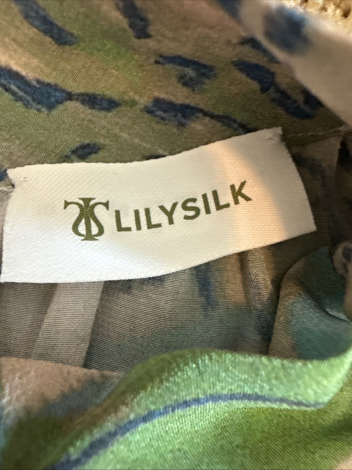 Lilysilk Halter Tank Top Mulberry Silk Sz 10 Blue Green Beige Floral