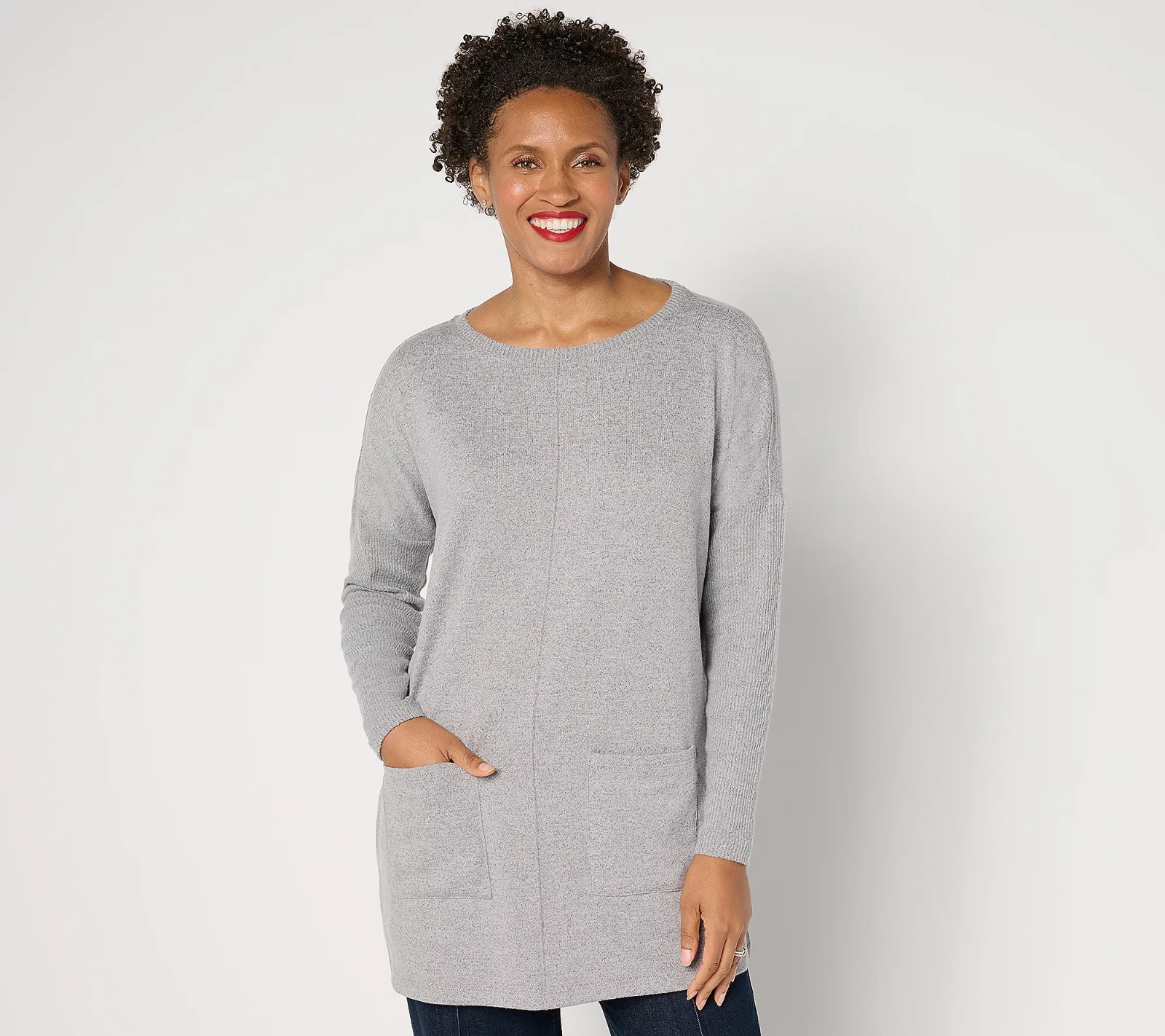 Denim & Co. Heavenly Jersey Regular Relaxed Fit Boatneck Tunic NWT A630346