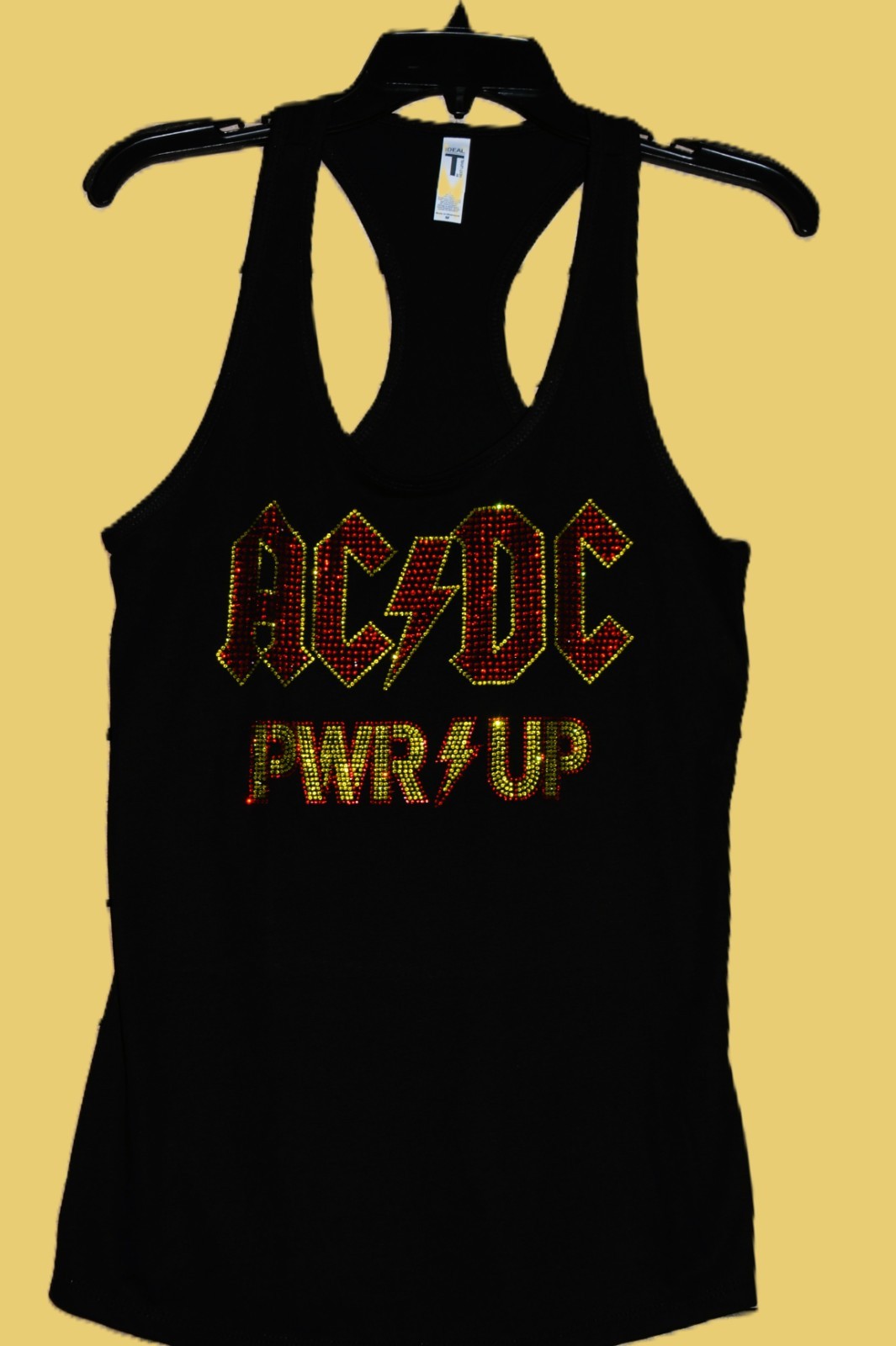 AC/DC rhinestone racer back tank top XS, S, M, L, XL, 2XL Power Up