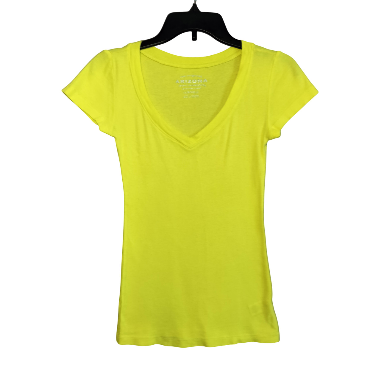 ARIZONA JEAN COMPANY T-Shirt Bright Yellow Size S/Ch Juniors V-Neck