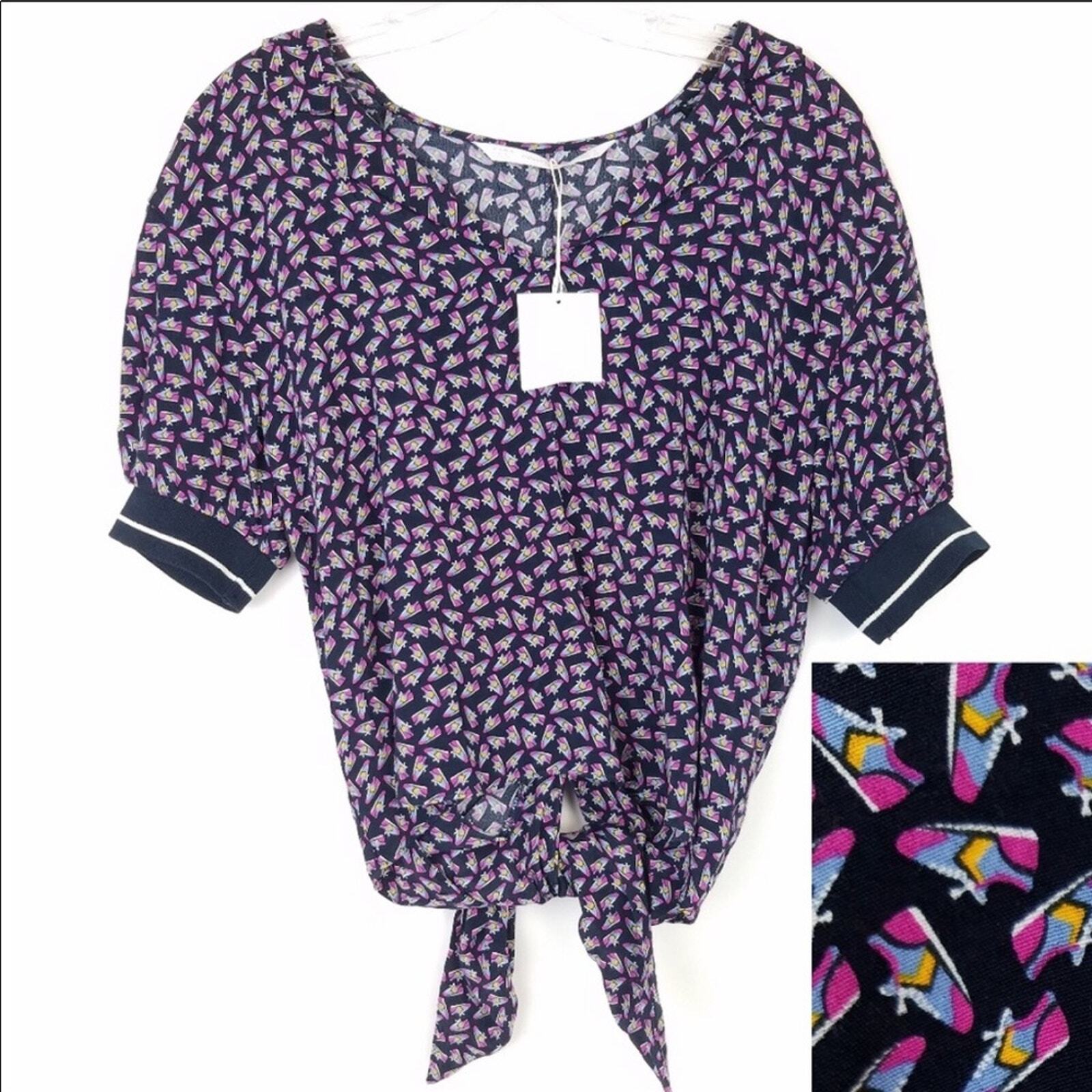 ZARA SNEAKER PRINT BACK TIE BLOUSE NEW WITHOUT TAG WOMEN’S SIZE XS