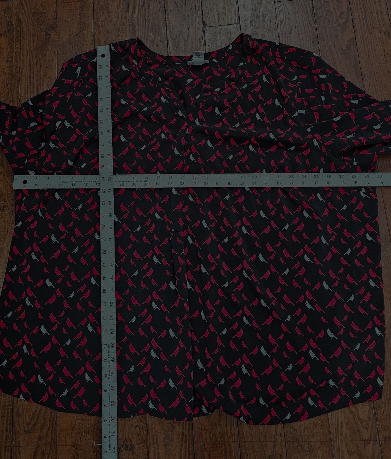 Catherines Womens Pullover Blouse Black Red White Cardinals Polyester Spandex 4X