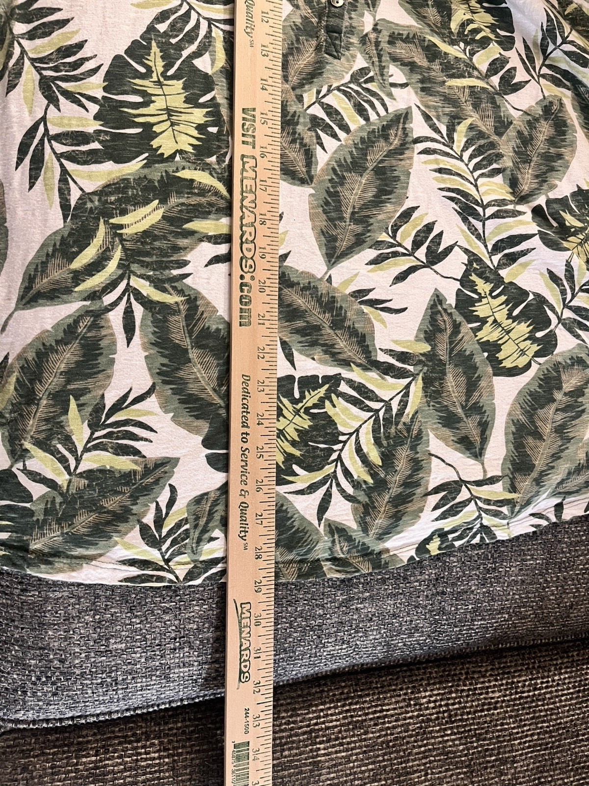 Woman Within henley shirt women plus size 3X green palm leaves tropical tropical