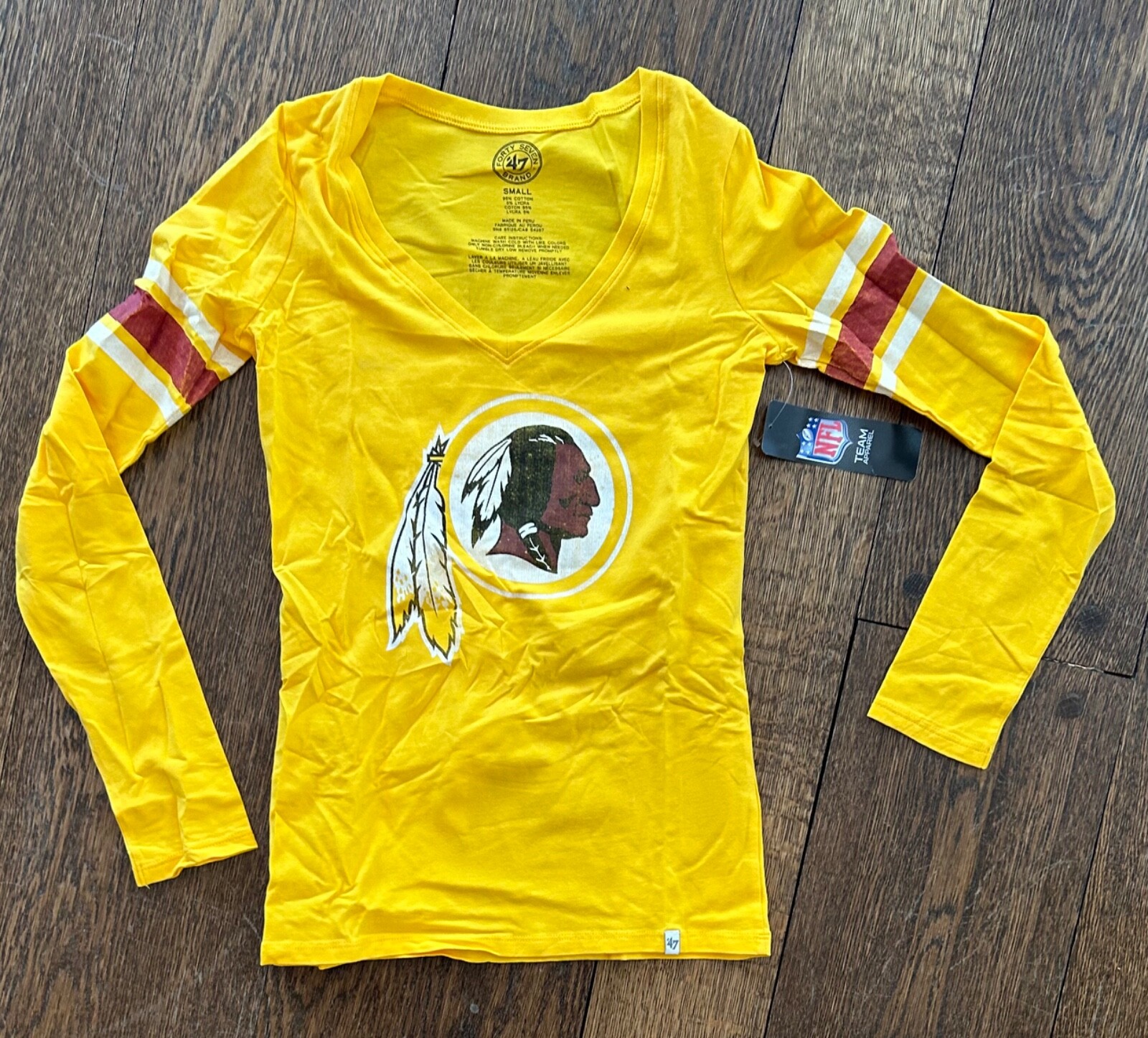 WASHINGTON REDSKINS 47 BRAND WOMENS YELLOW HOMERUN LONG SLEEVE – SM, MED & LARG