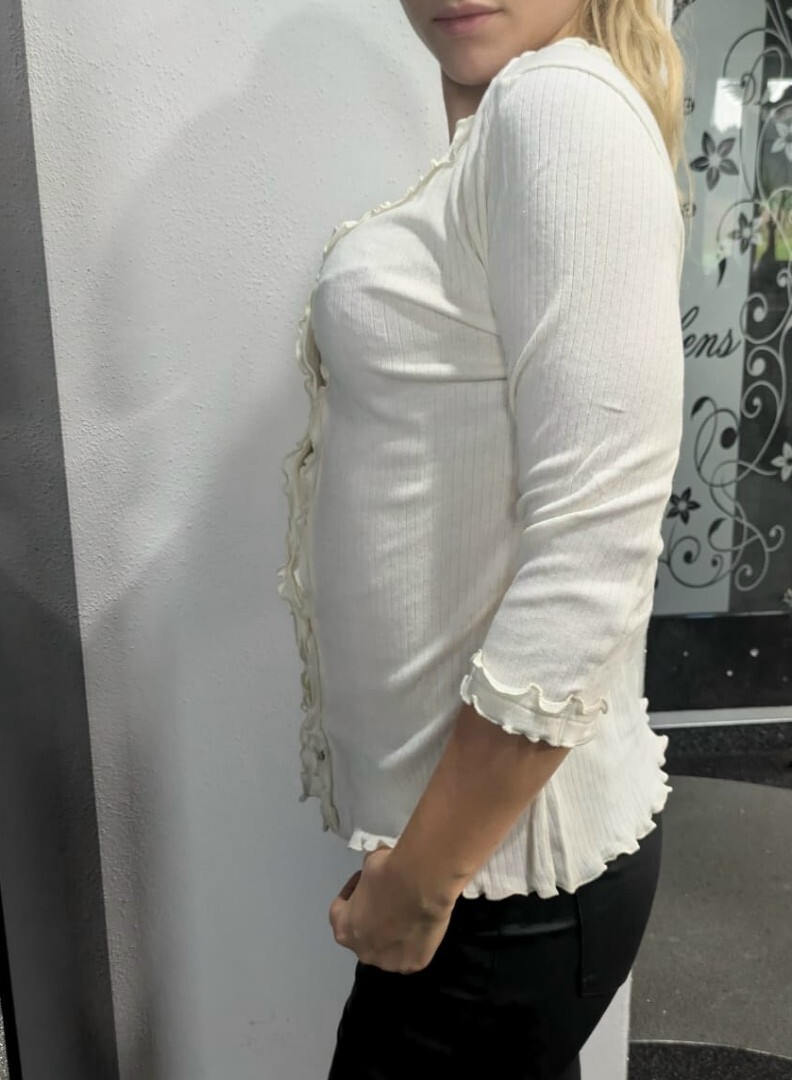 Sexy Miss Women’s Shirt Vest Cardigan Ruffle Top 32/34 36/38 40/42 44/46 Cream
