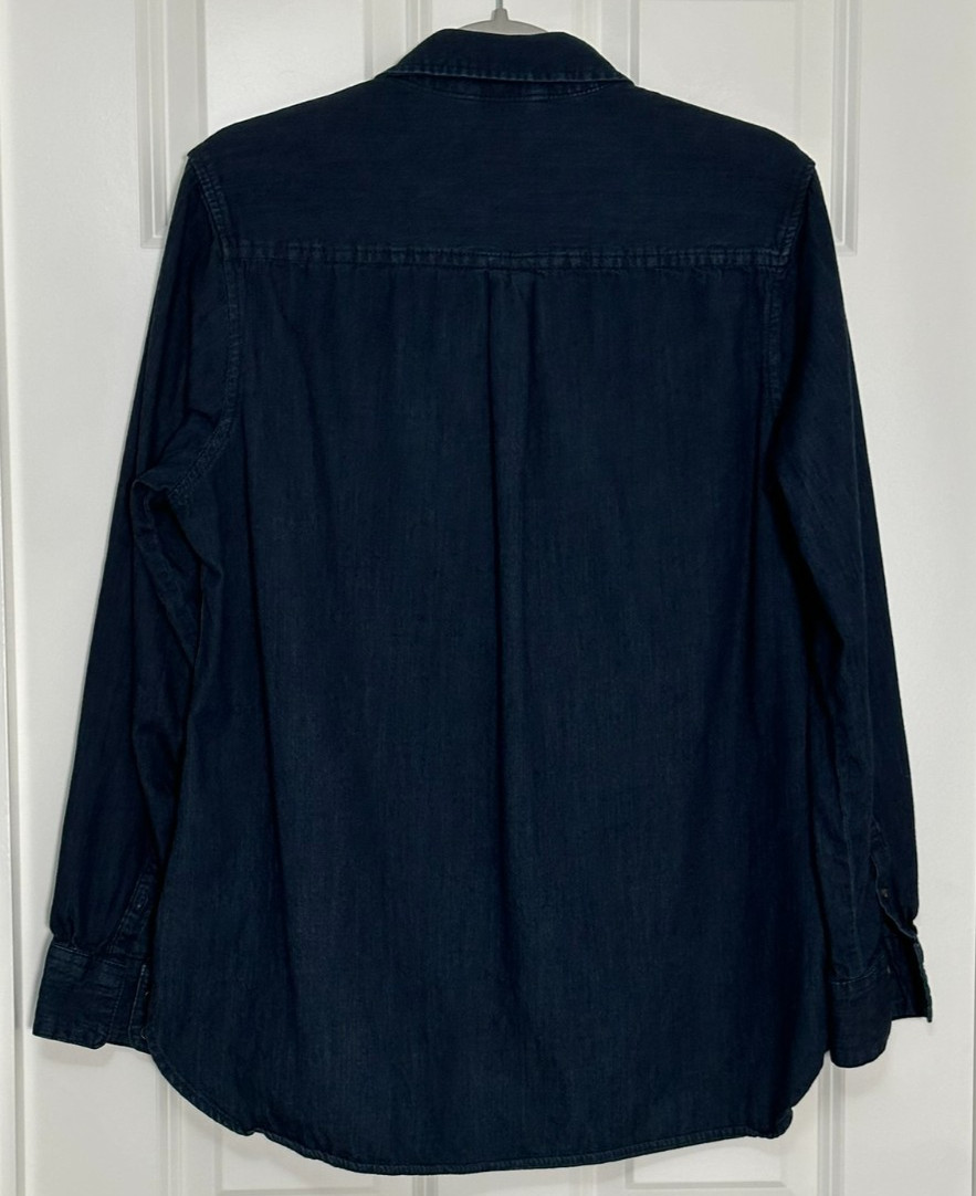 A New Day Denim Button Up Shirt XXL Dark Wash Long Sleeve Casual Utility Cotton