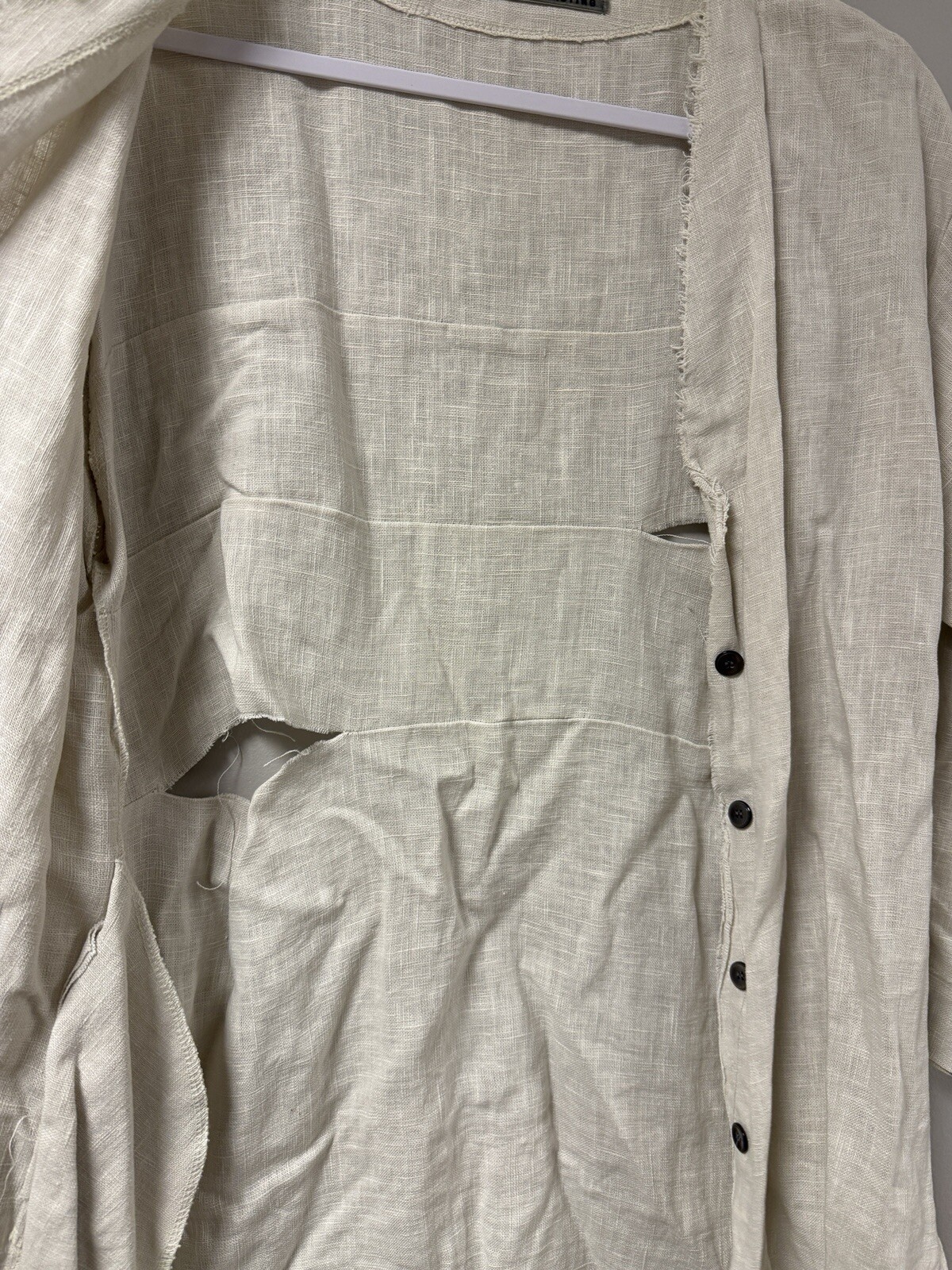 J. BASTING Linen Blend Button Up Shirt Dress Made in Korea Size Small