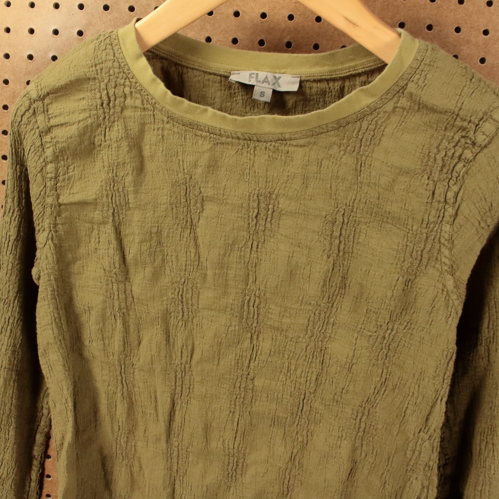 FLAX stretch linen cotton long sleeve shirt top SMALL minimalist lagenlook boho