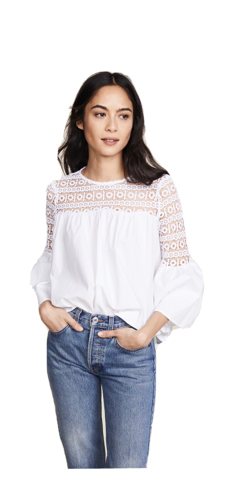 Endless Rose Top Sz Large White Cotton And crochet NEW WITH TAGS